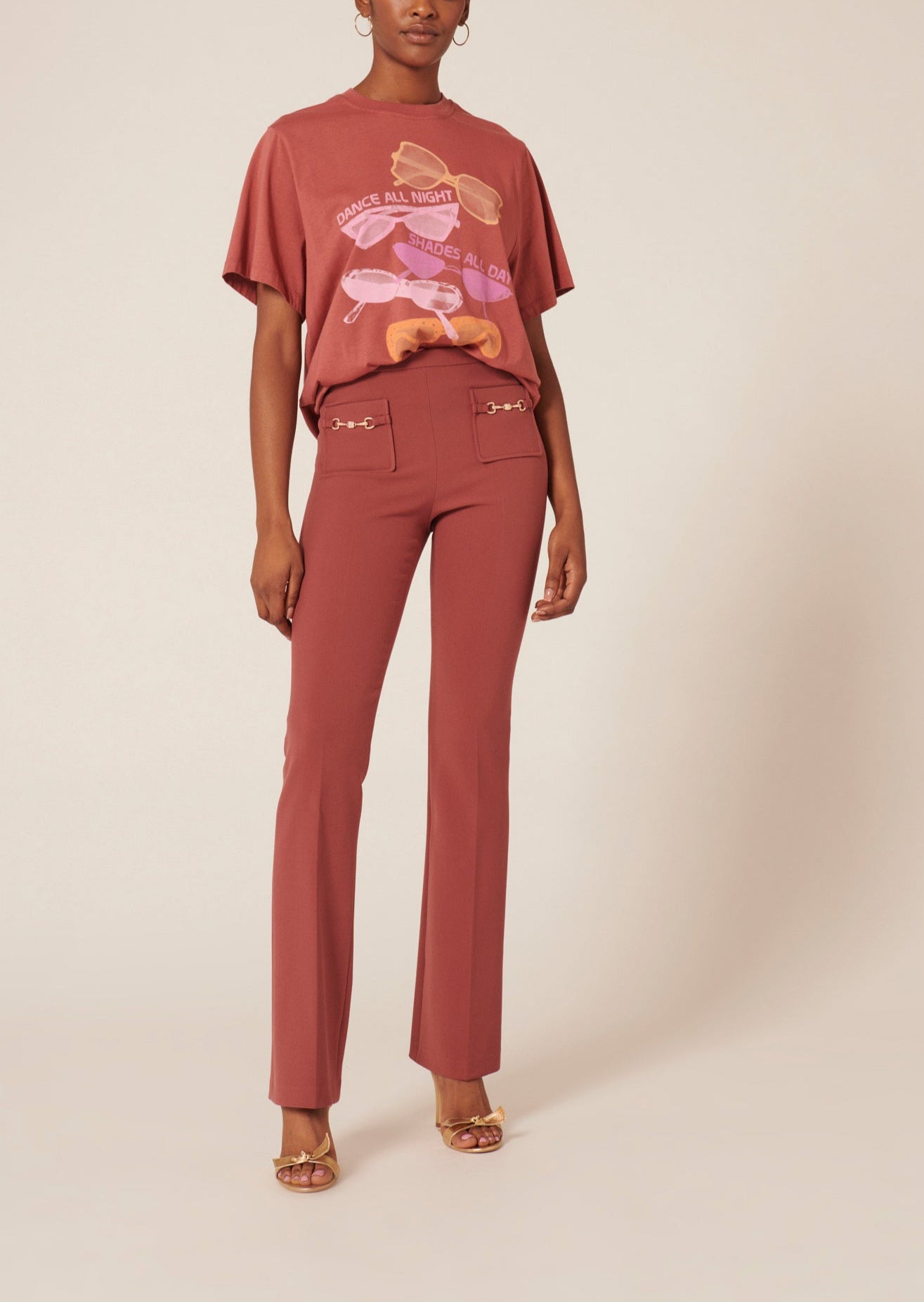 Pantalon Polynesie vieux rose en toile double Faume - seconde main