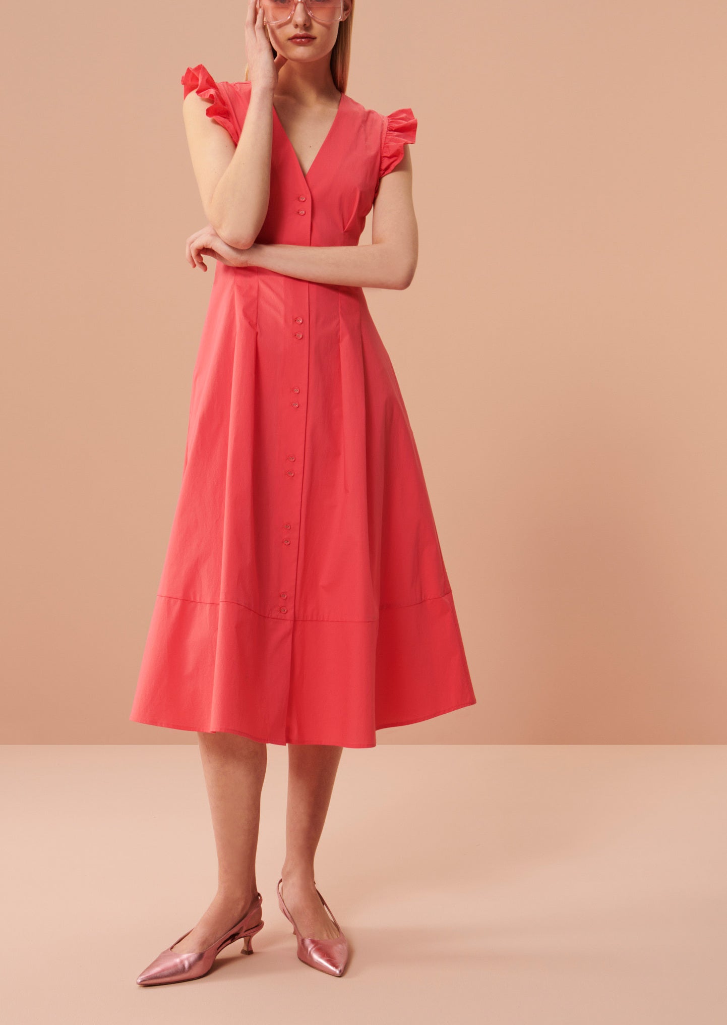 Robe Ribes rose en popeline Faume - seconde main