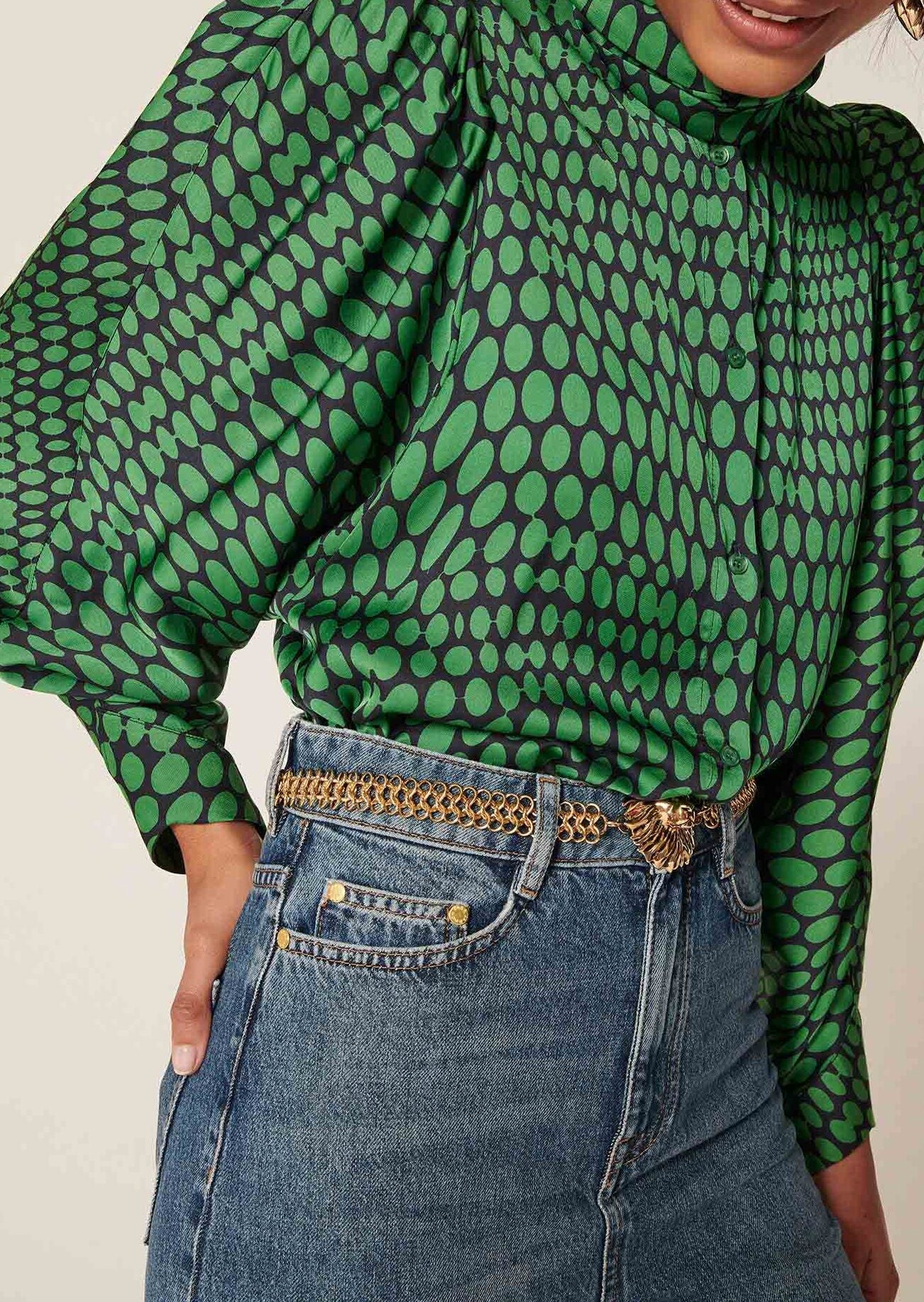 Chemise Candy verte imprimé pois Faume - seconde main