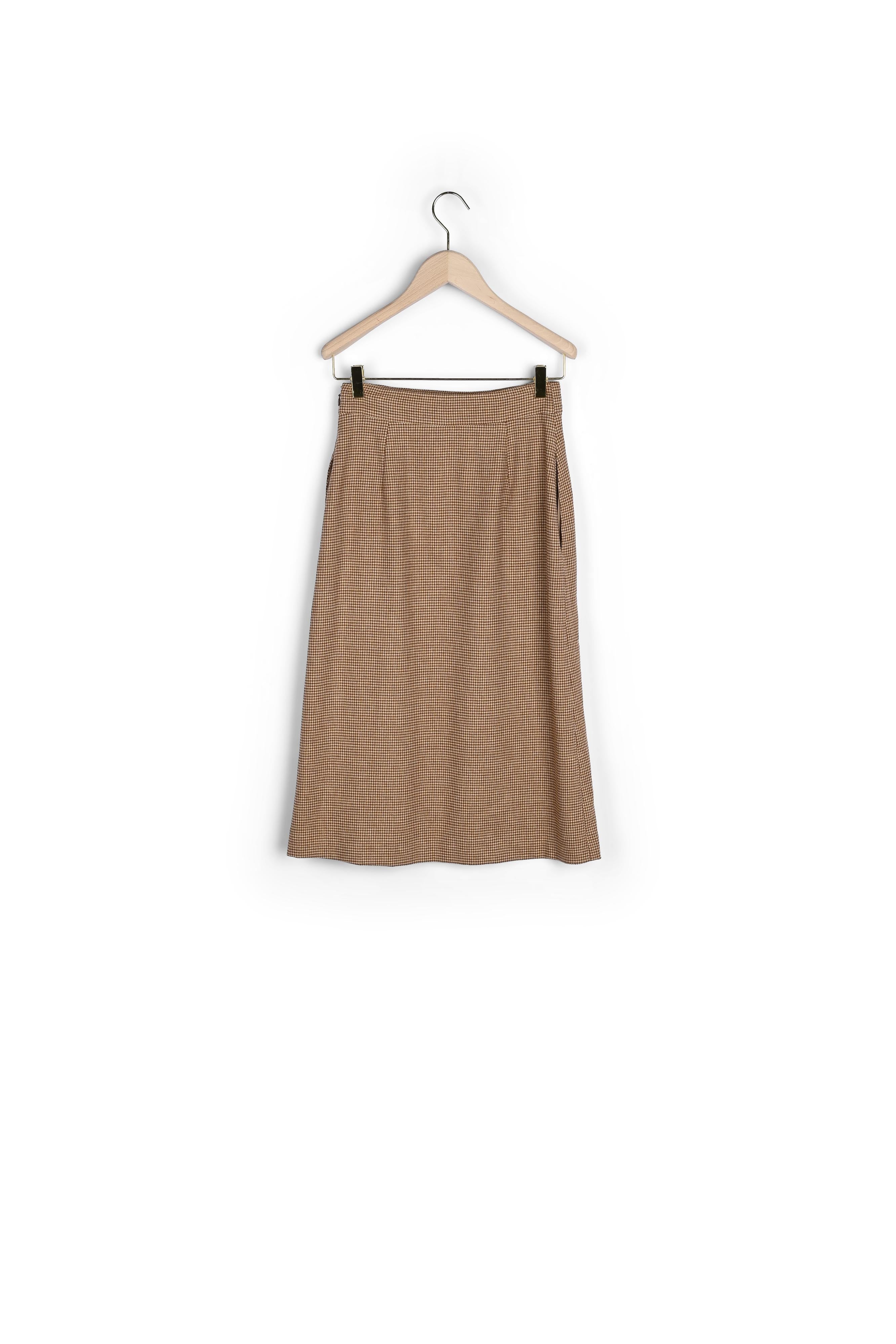 Jupe Jicaron marron en flanelle pied de coq Faume - seconde main