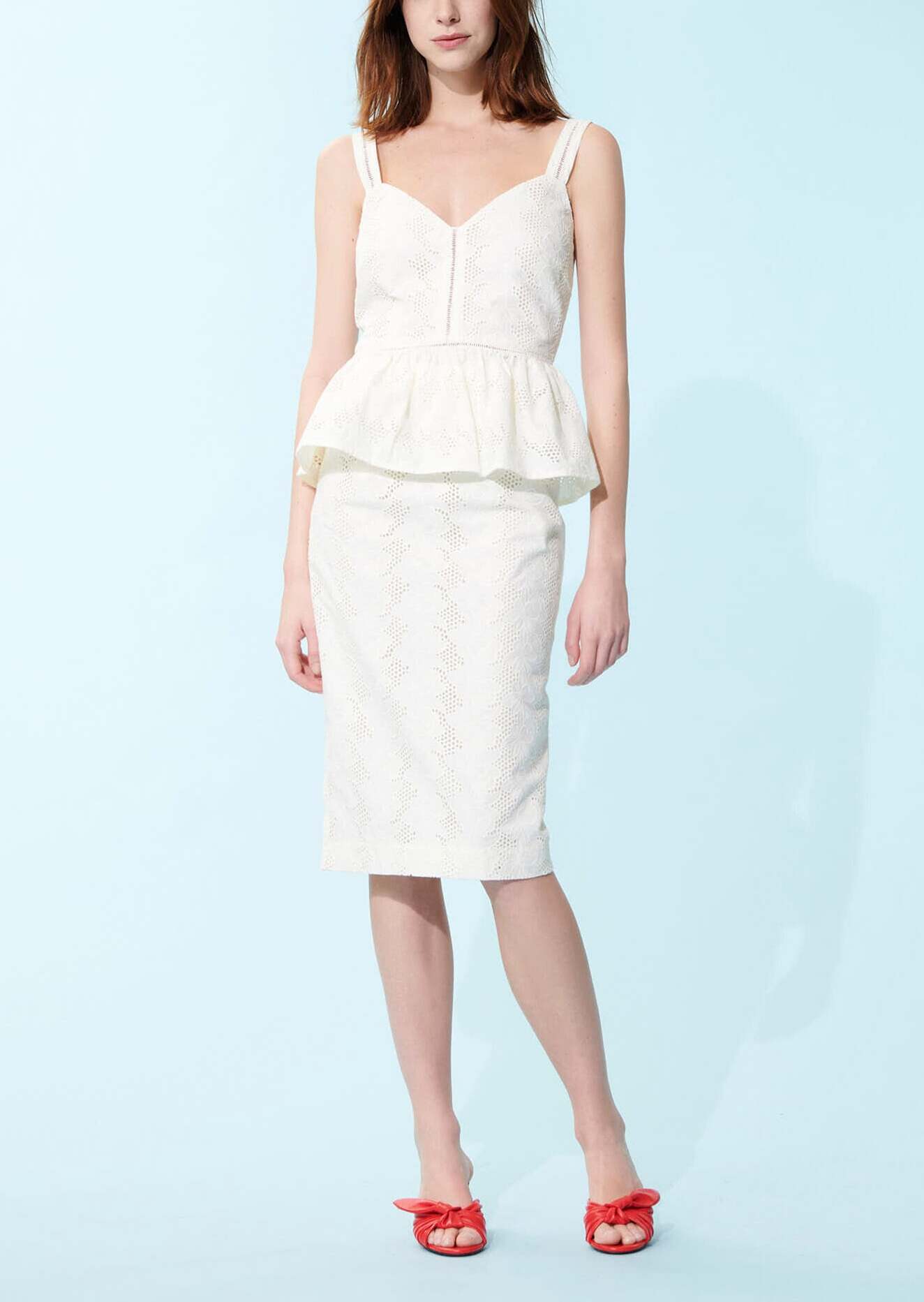 Jupe Jack écrue en coton avec broderie anglaise fleurs champêtre Faume - seconde main