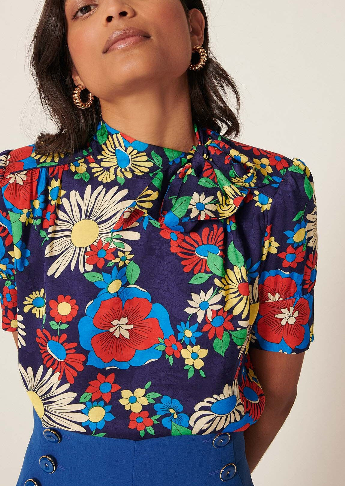 Top Tonia bleu imprimé fleurs Faume - seconde main