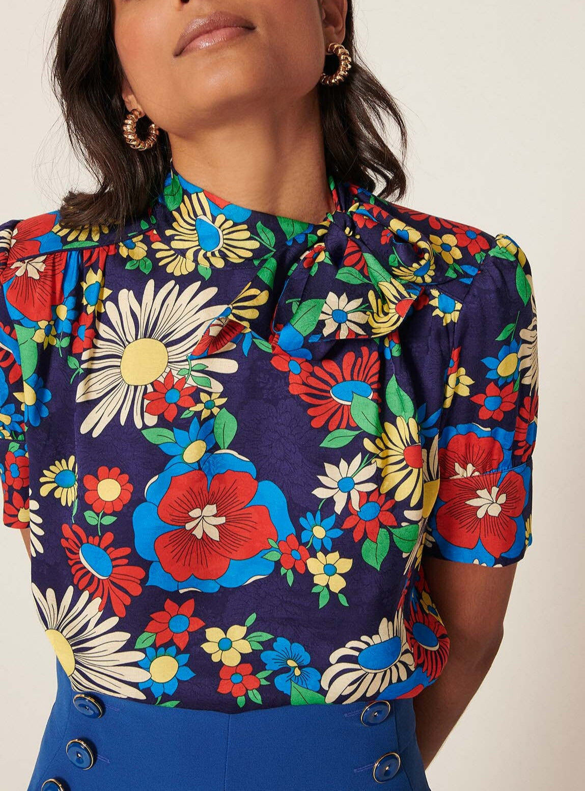 Top Tonia bleu imprimé fleurs Faume - seconde main