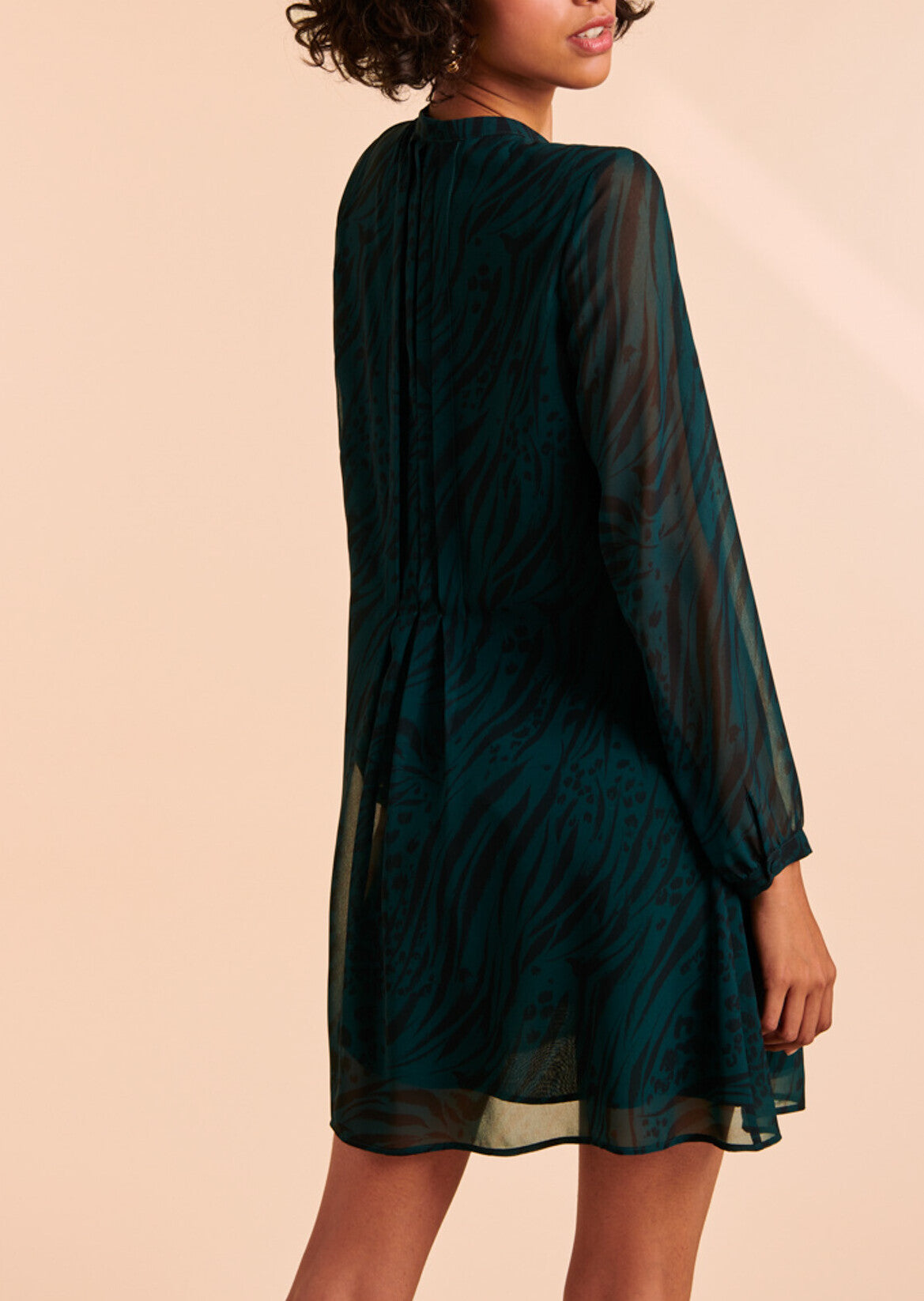 Robe Romelie vert sapin motif zèbre Faume - seconde main