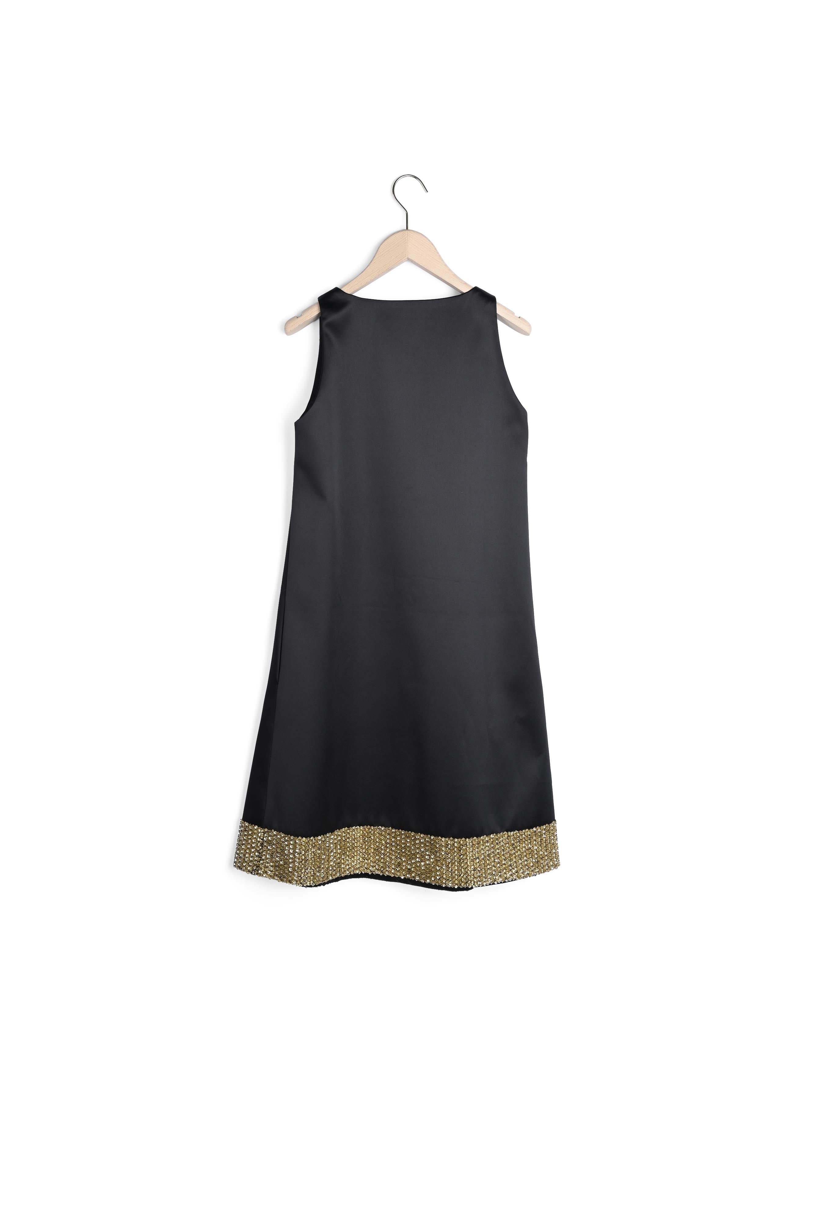 Robe noire évasée à sequins dorés Faume - seconde main