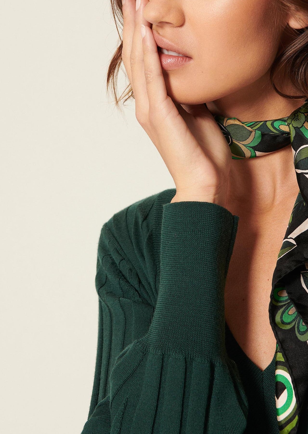 Robe Ryoka verte en laine merinos Faume - seconde main