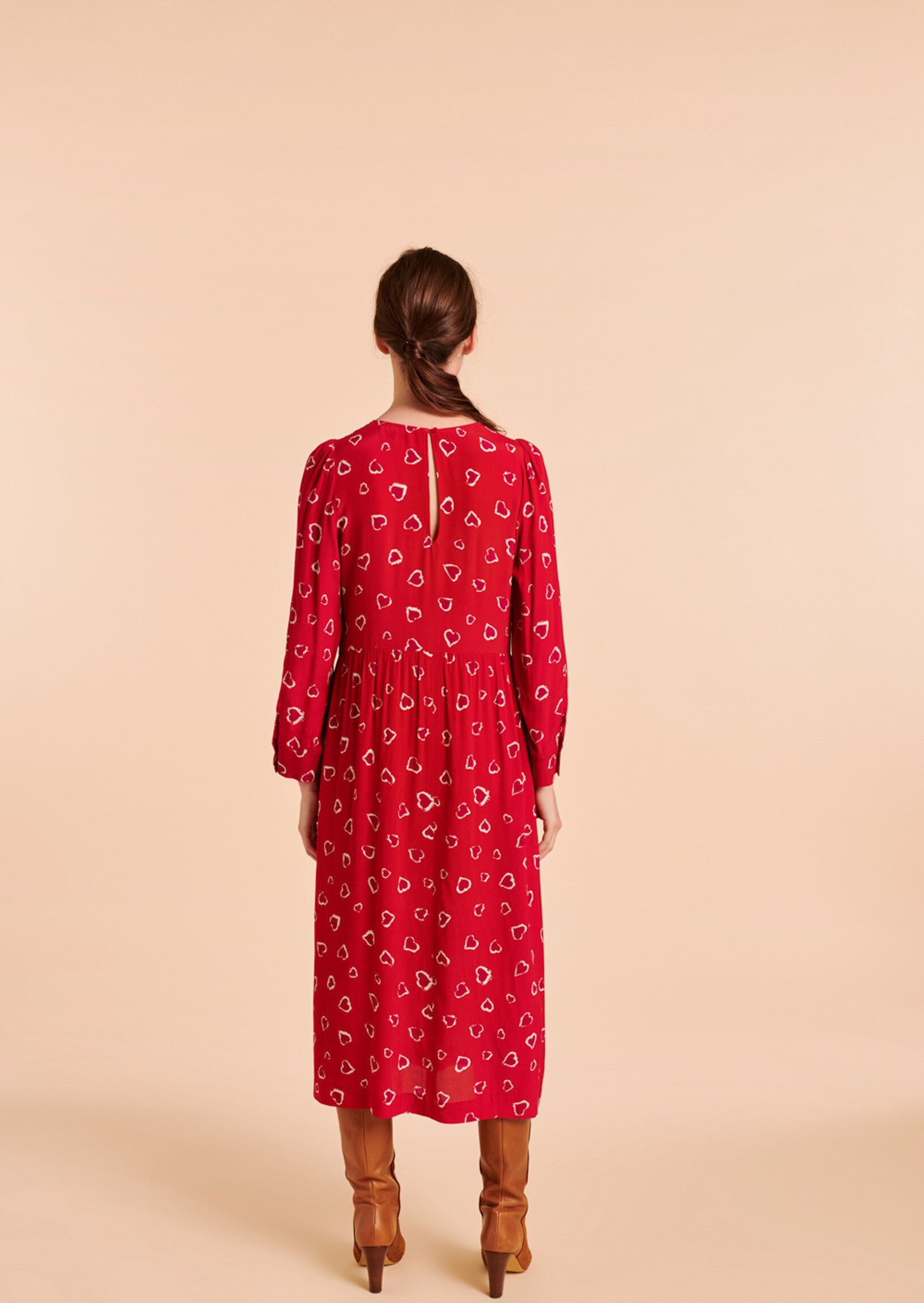 Robe Rubbia rouge imprimé coeurs léopard Faume - seconde main