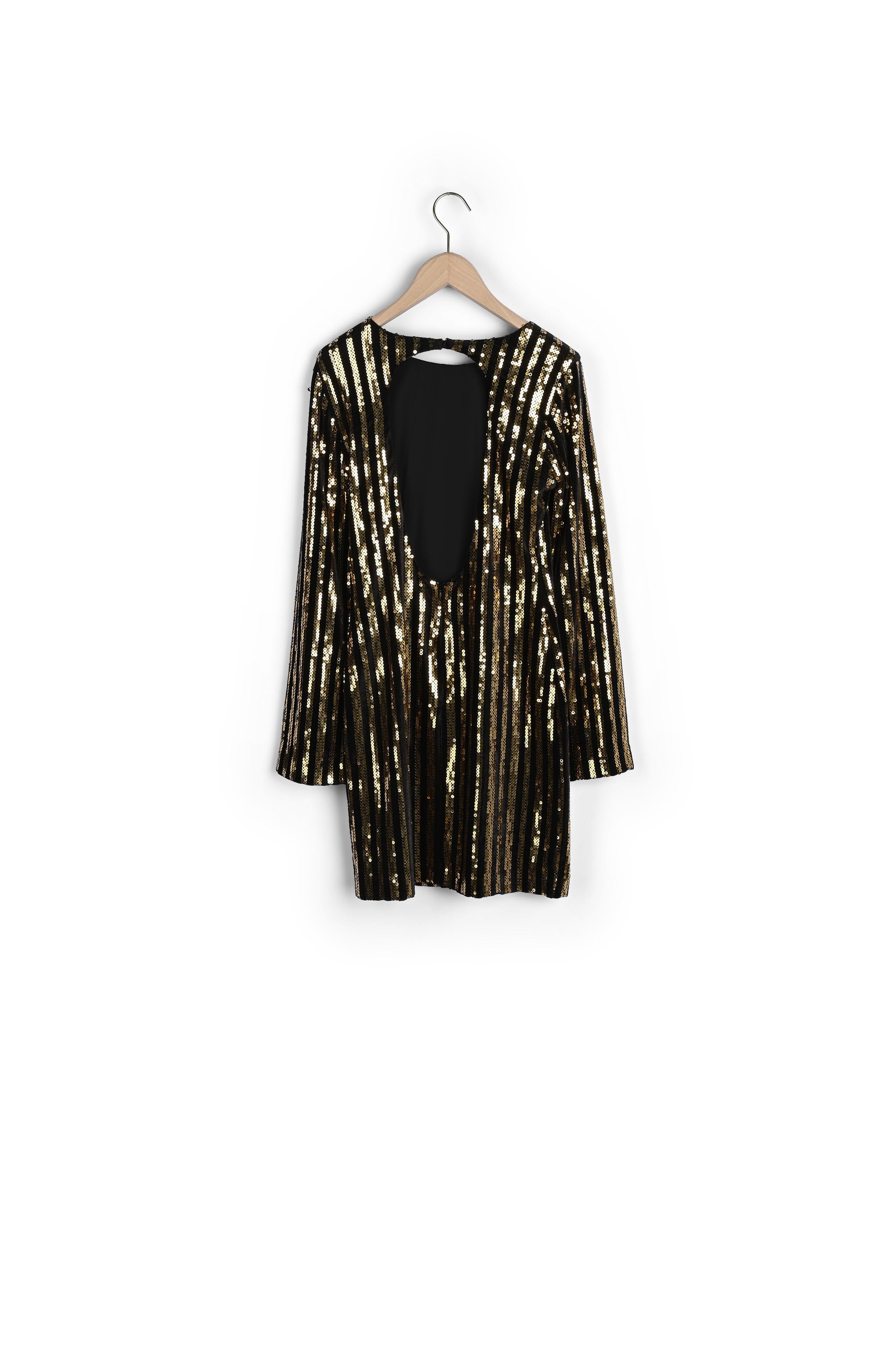 Robe Rory rayée noire et paillettes gold 