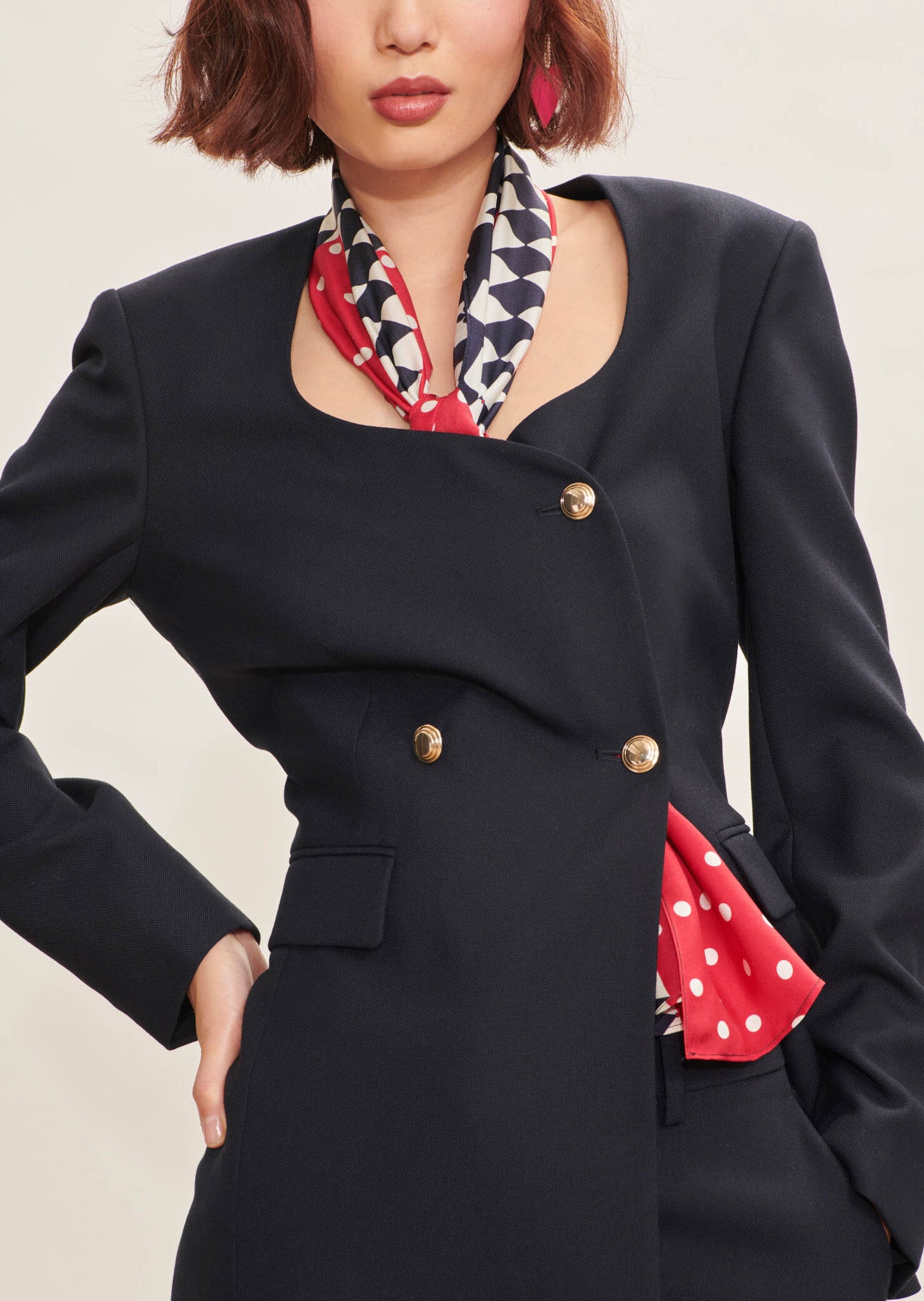 Veste Viviann bleu nuit en toile tailleur Faume - seconde main