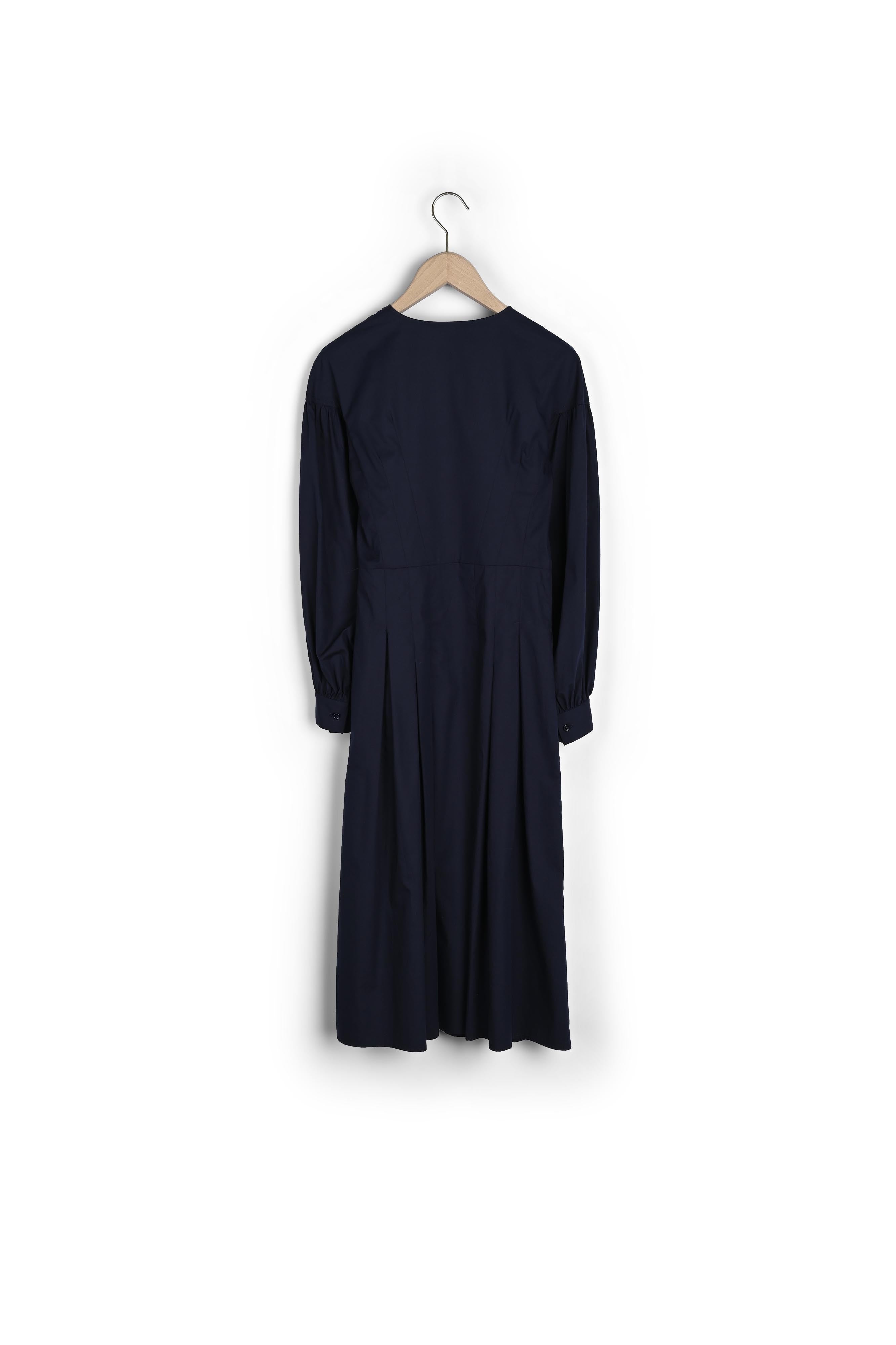 Robe chemise en popeline de coton bleu nuit Faume - seconde main