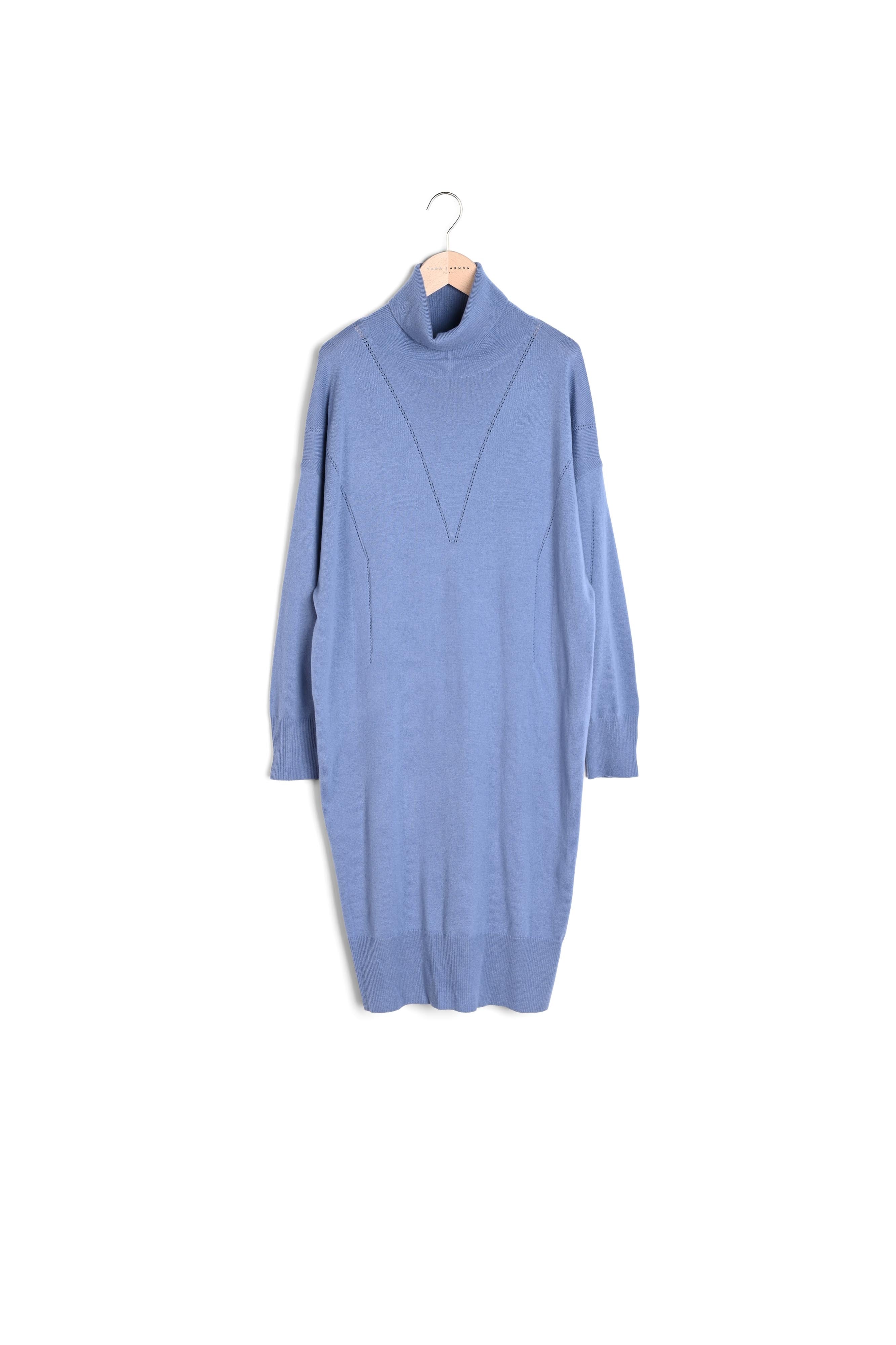 Robe pull Rybbi bleu pastel en merinos et cachemire Faume - seconde main
