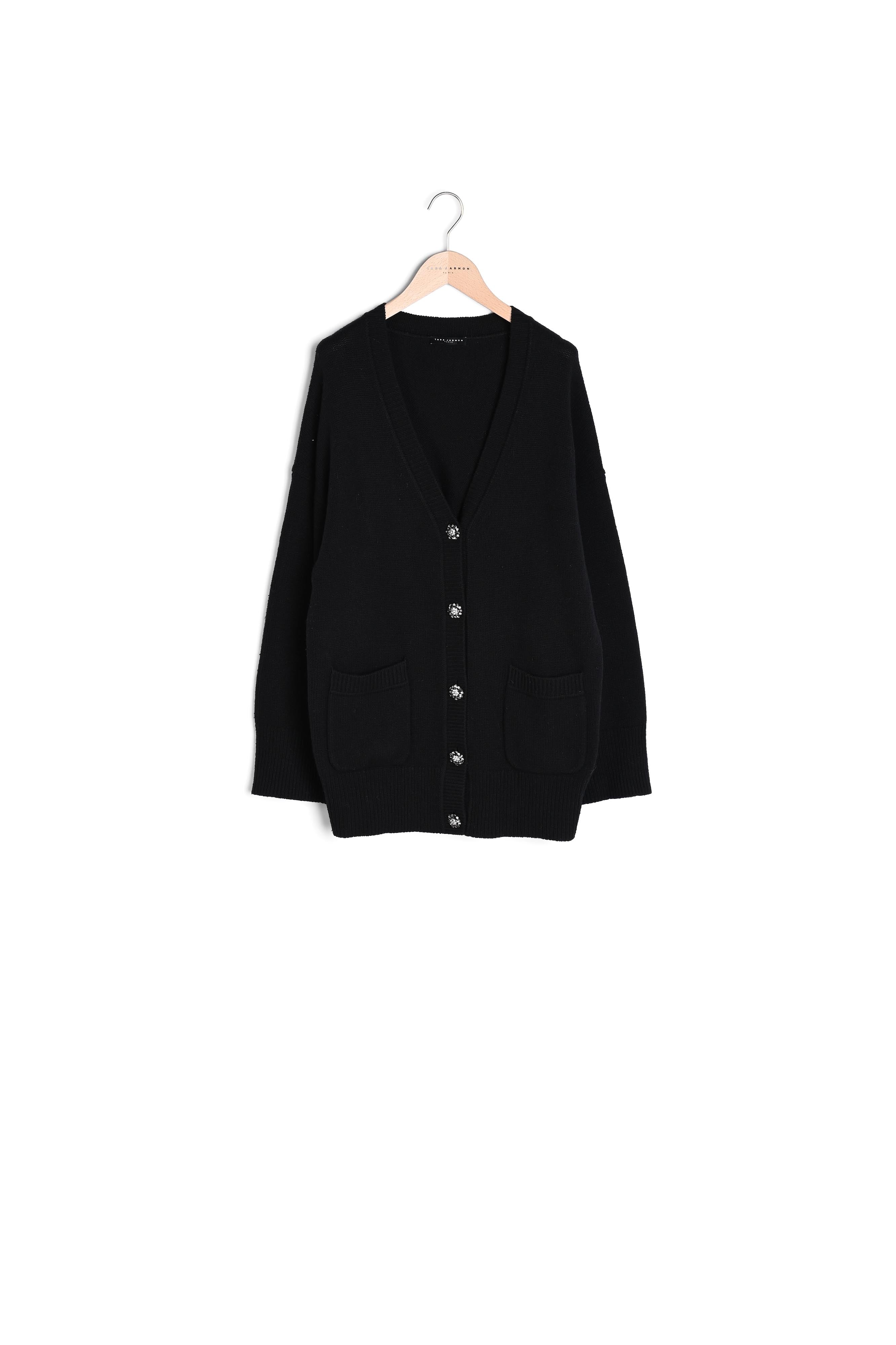 Gilet Ginger noir en maille identitaire Faume - seconde main