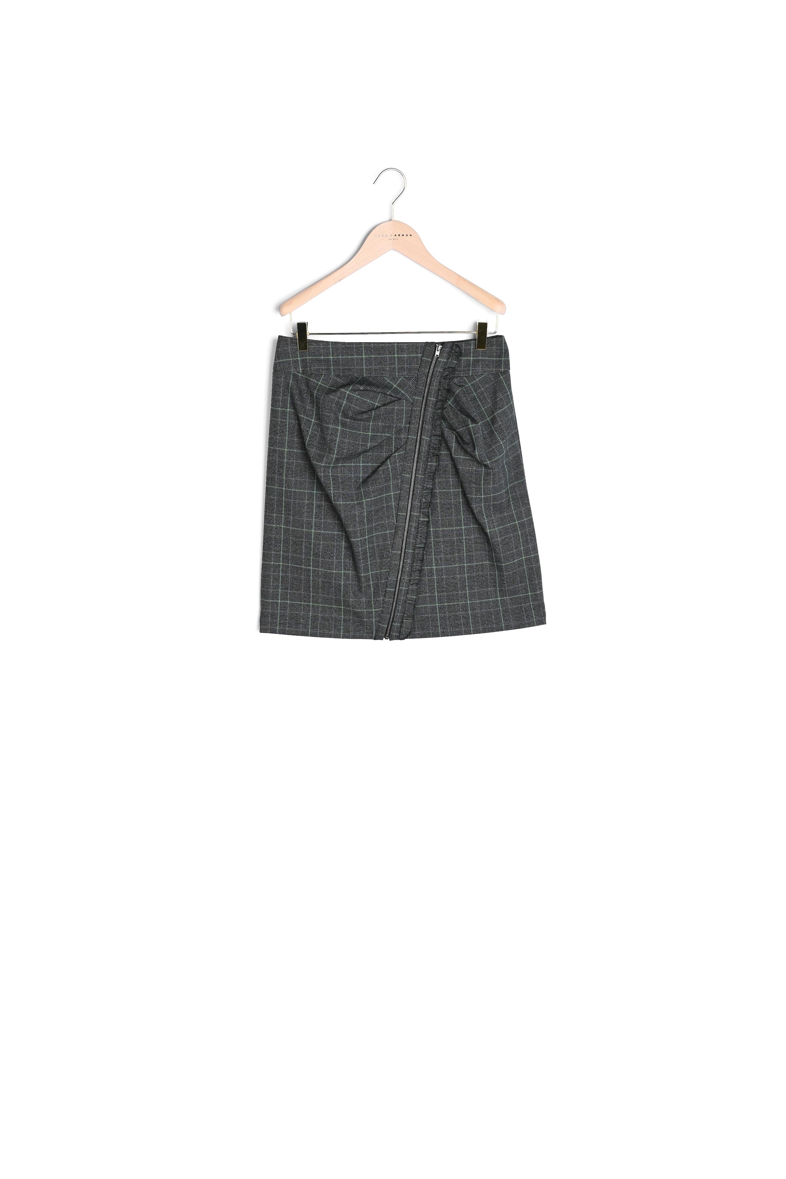 Jupe Jacqueline gris foncé imprimée Prince de Galles vert Faume - seconde main