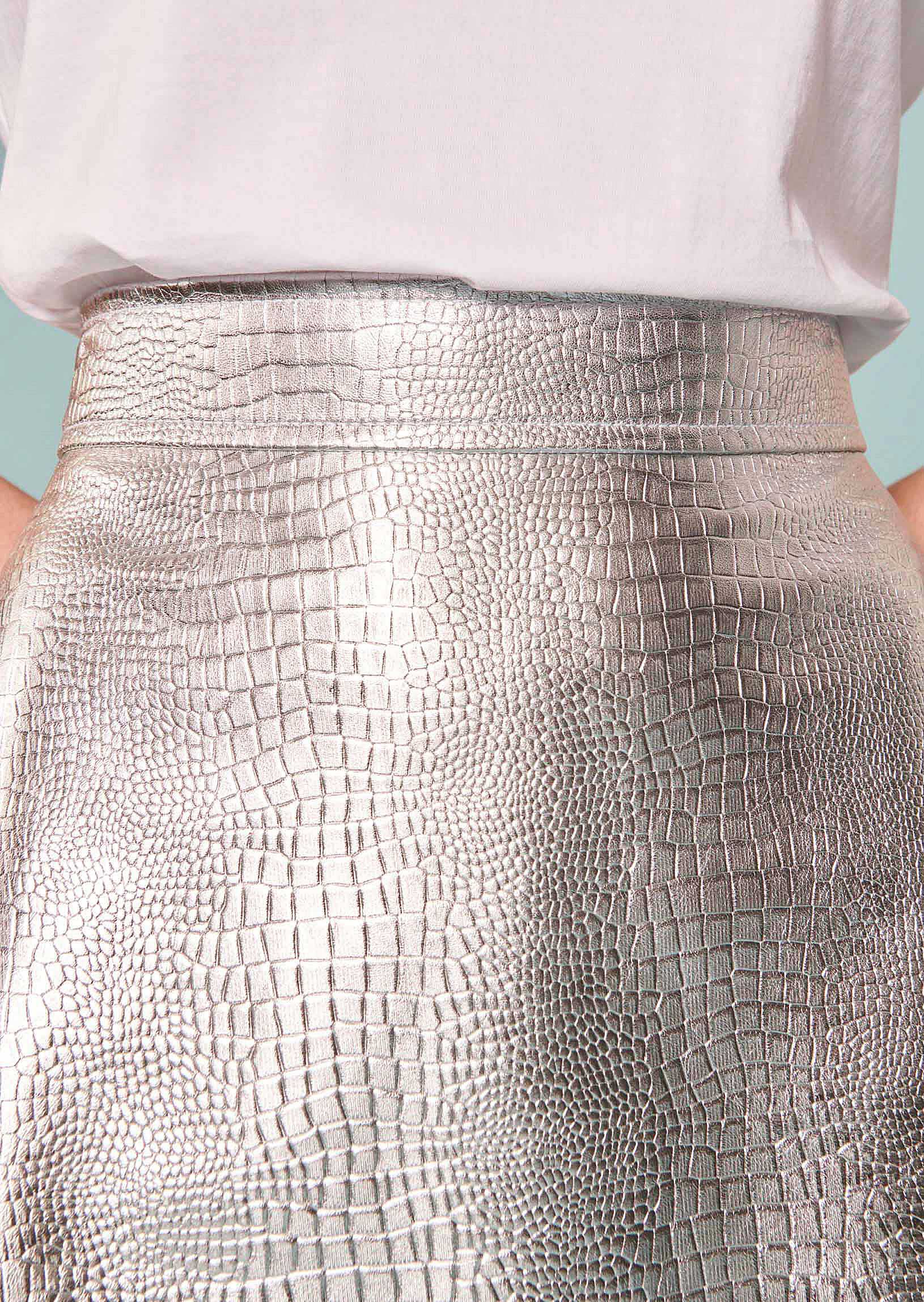 Jupe Jaina argentée en cuir effet croco Faume - seconde main