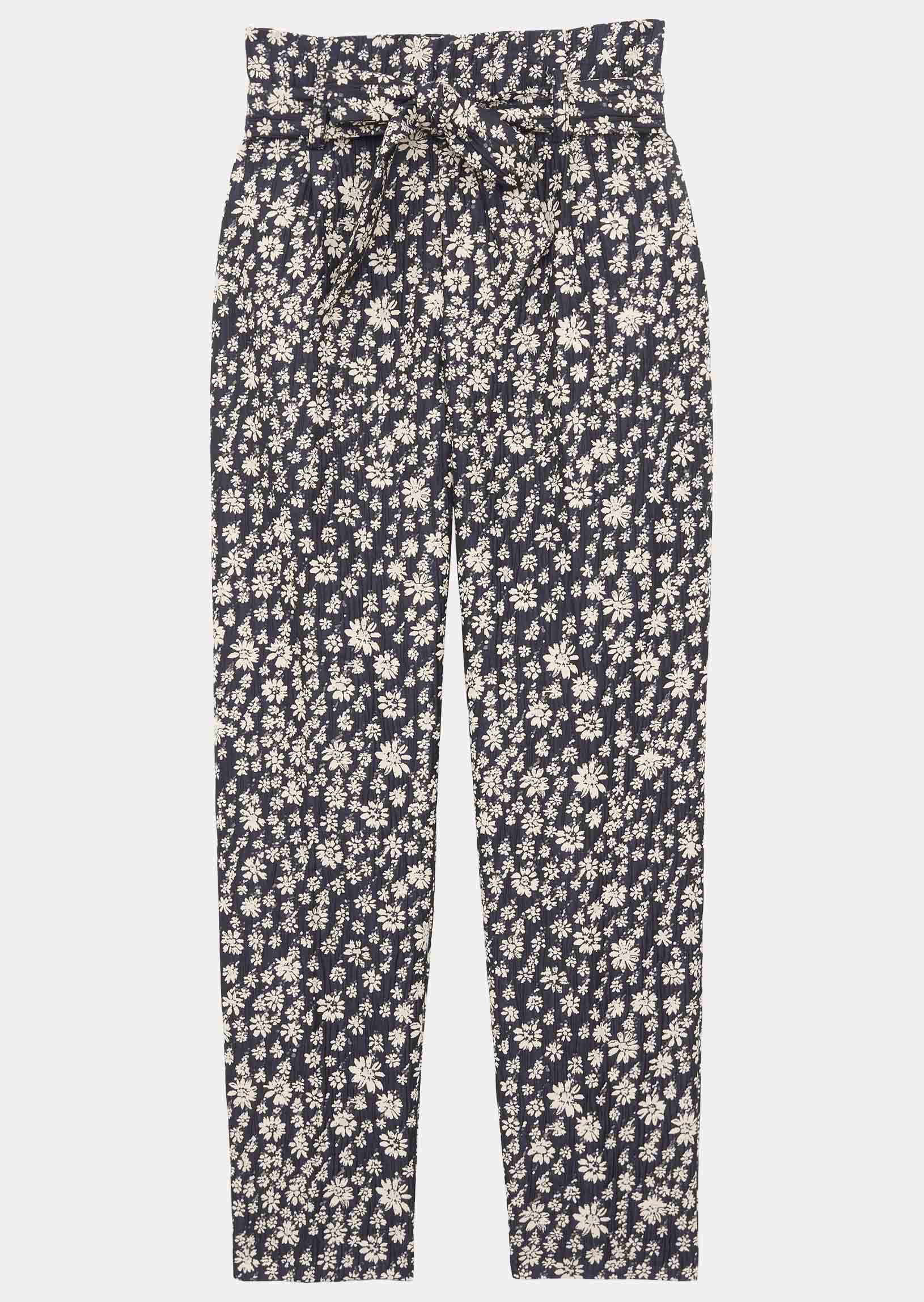 Pantalon Petillante bleu nuit en jacquard à fleurs Faume - seconde main