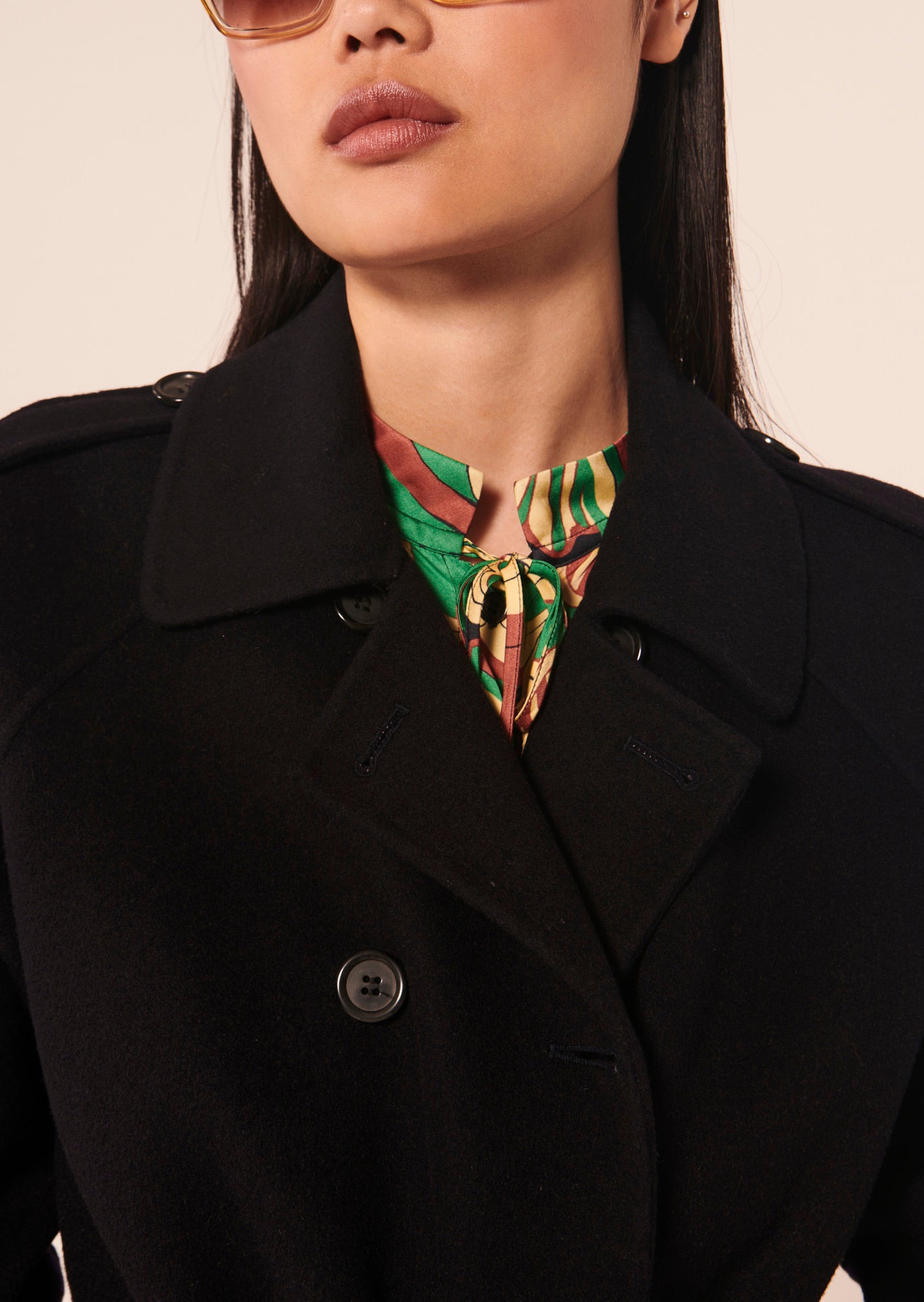 Manteau Ivane bleu nuit en laine double face Faume - seconde main