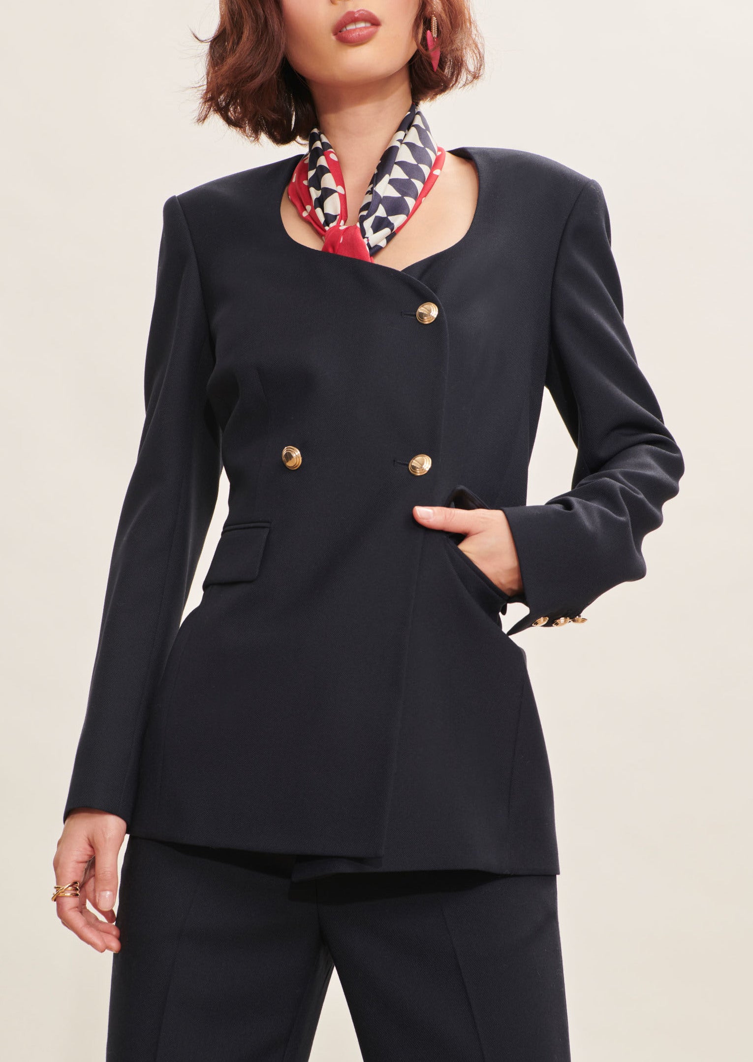 Veste Viviann bleu nuit en toile tailleur Faume - seconde main