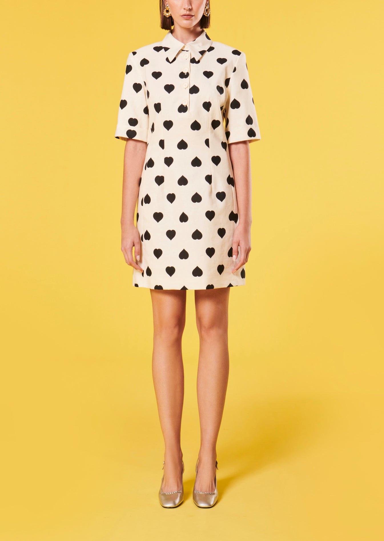 Robe Robin écrue à motif coeur noir Faume - seconde main