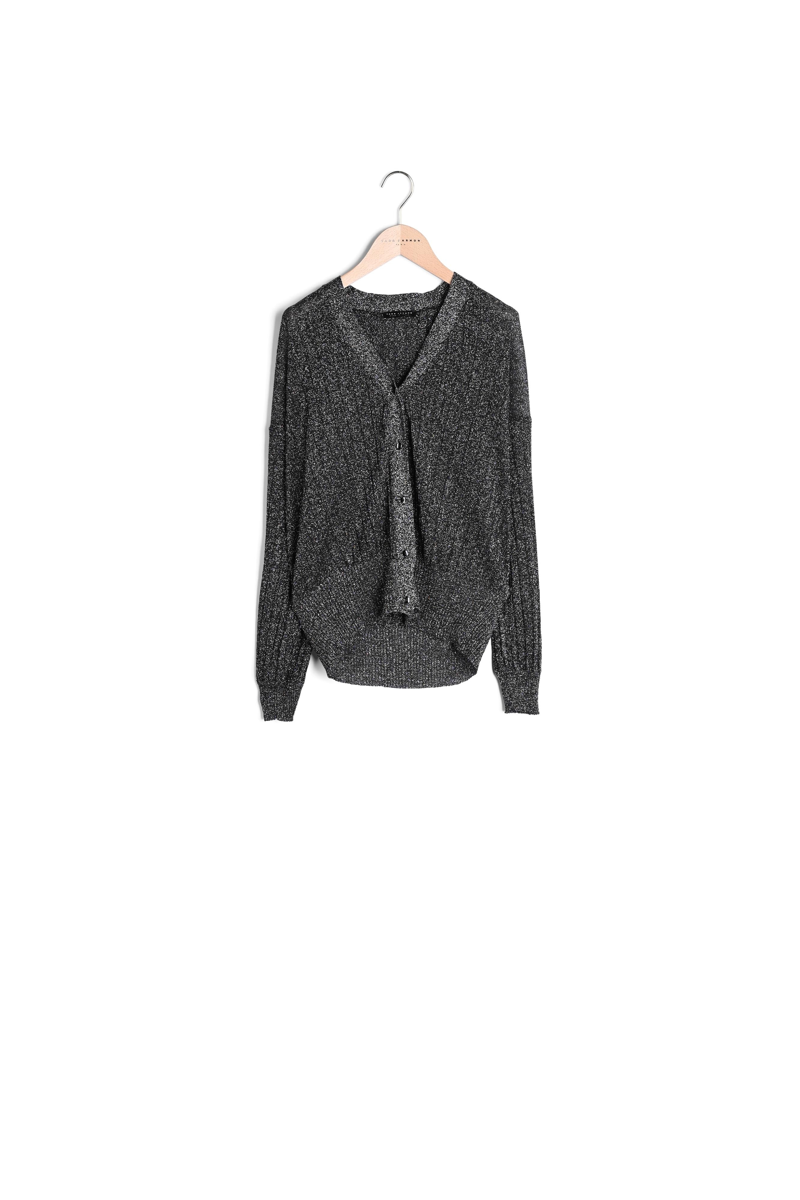 Gilet Galatee noir en maille fine lurex Faume - seconde main