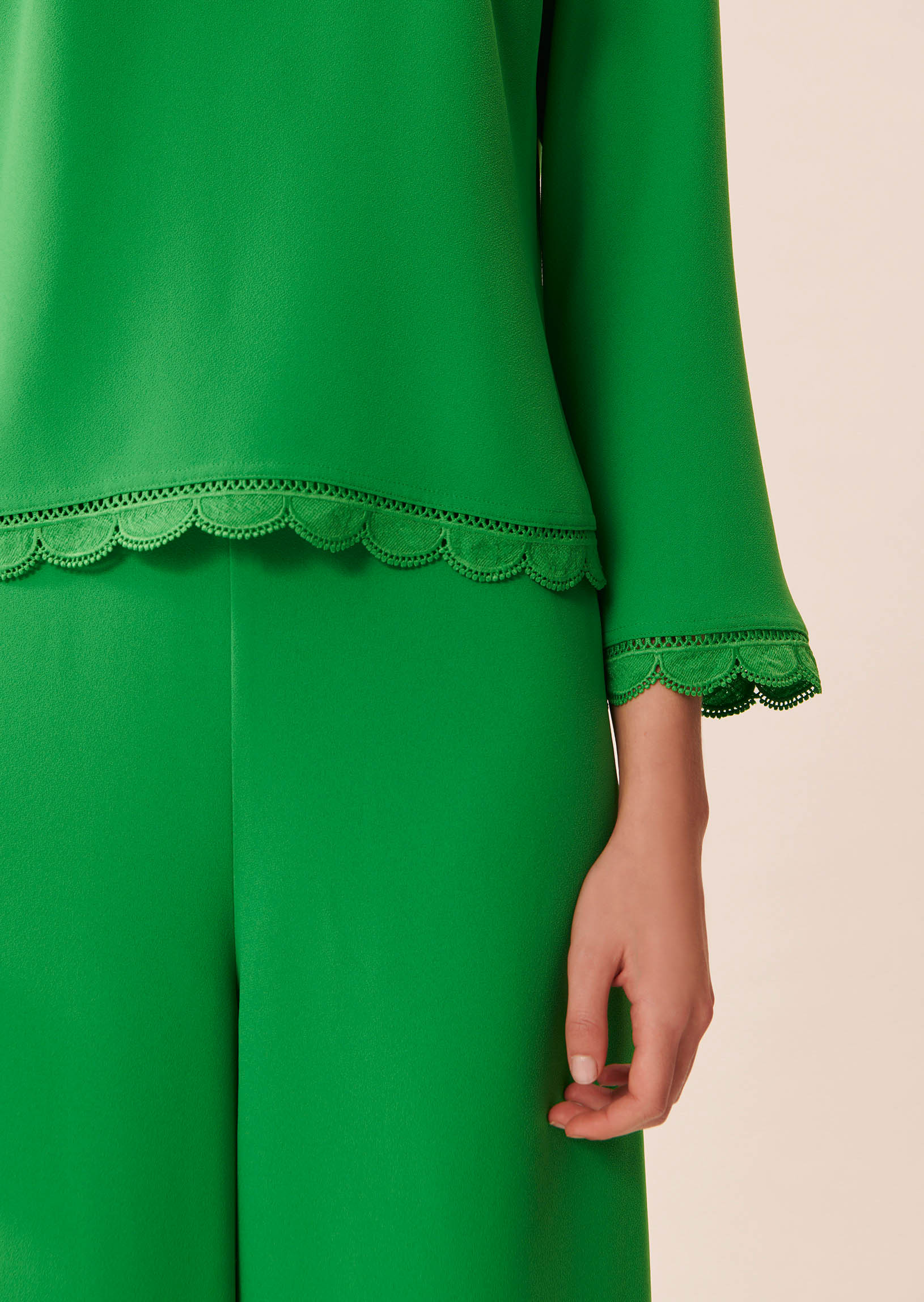 Top Teddy vert émeraude en crêpe Faume - seconde main