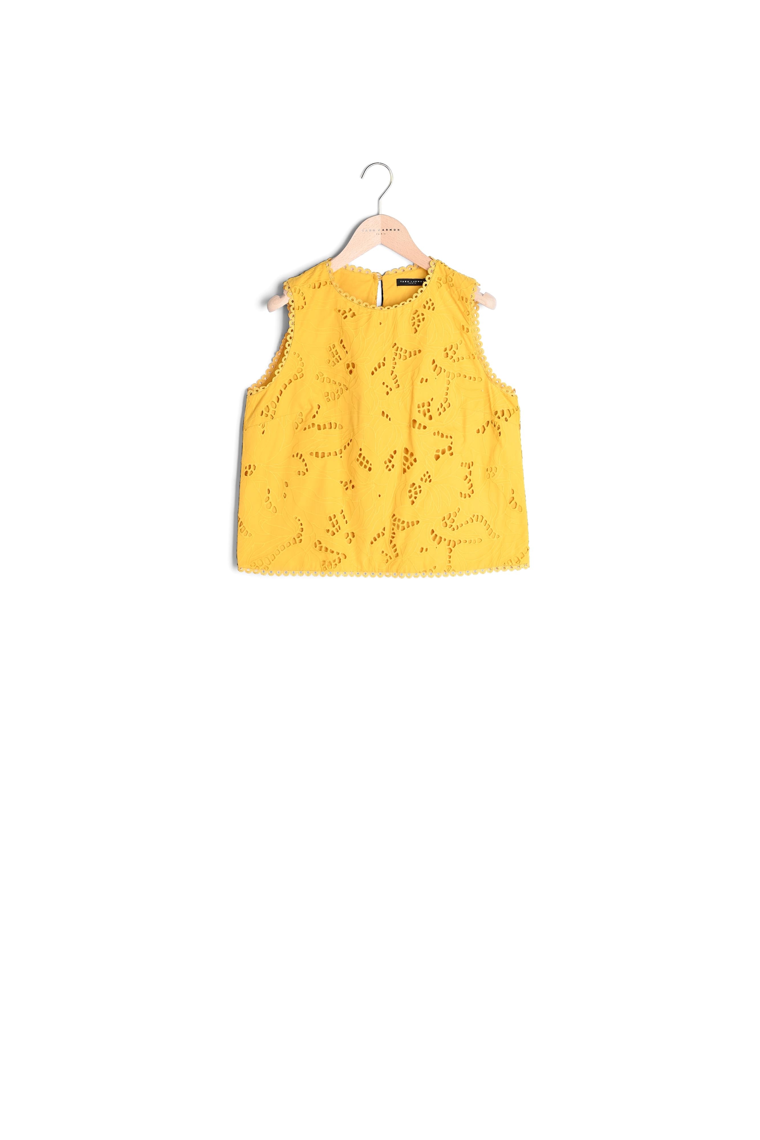 Top Thia jaune en broderie anglaise Faume - seconde main