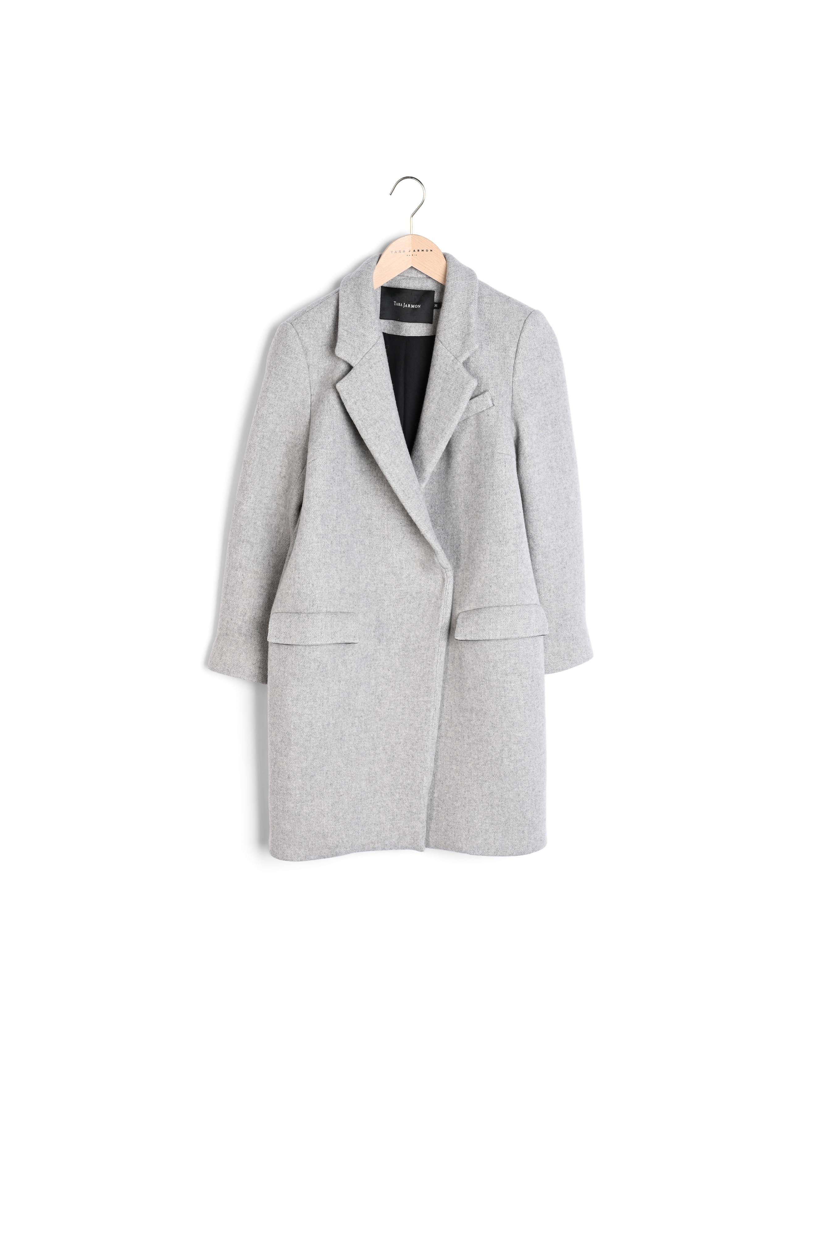 Manteau gris clair en laine double face Faume - seconde main