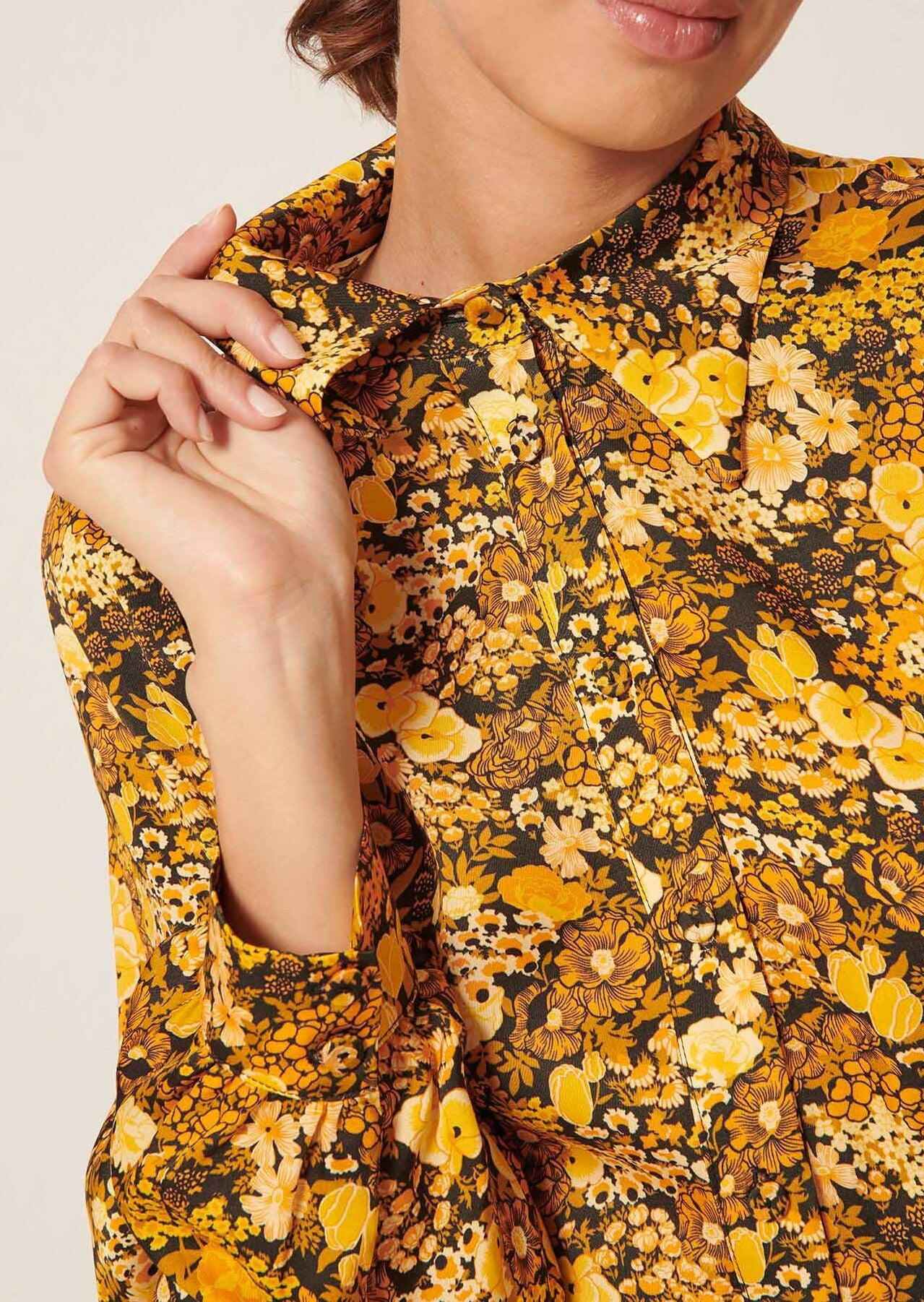 Robe Rolianne jaune imprimé fleurs Faume - seconde main