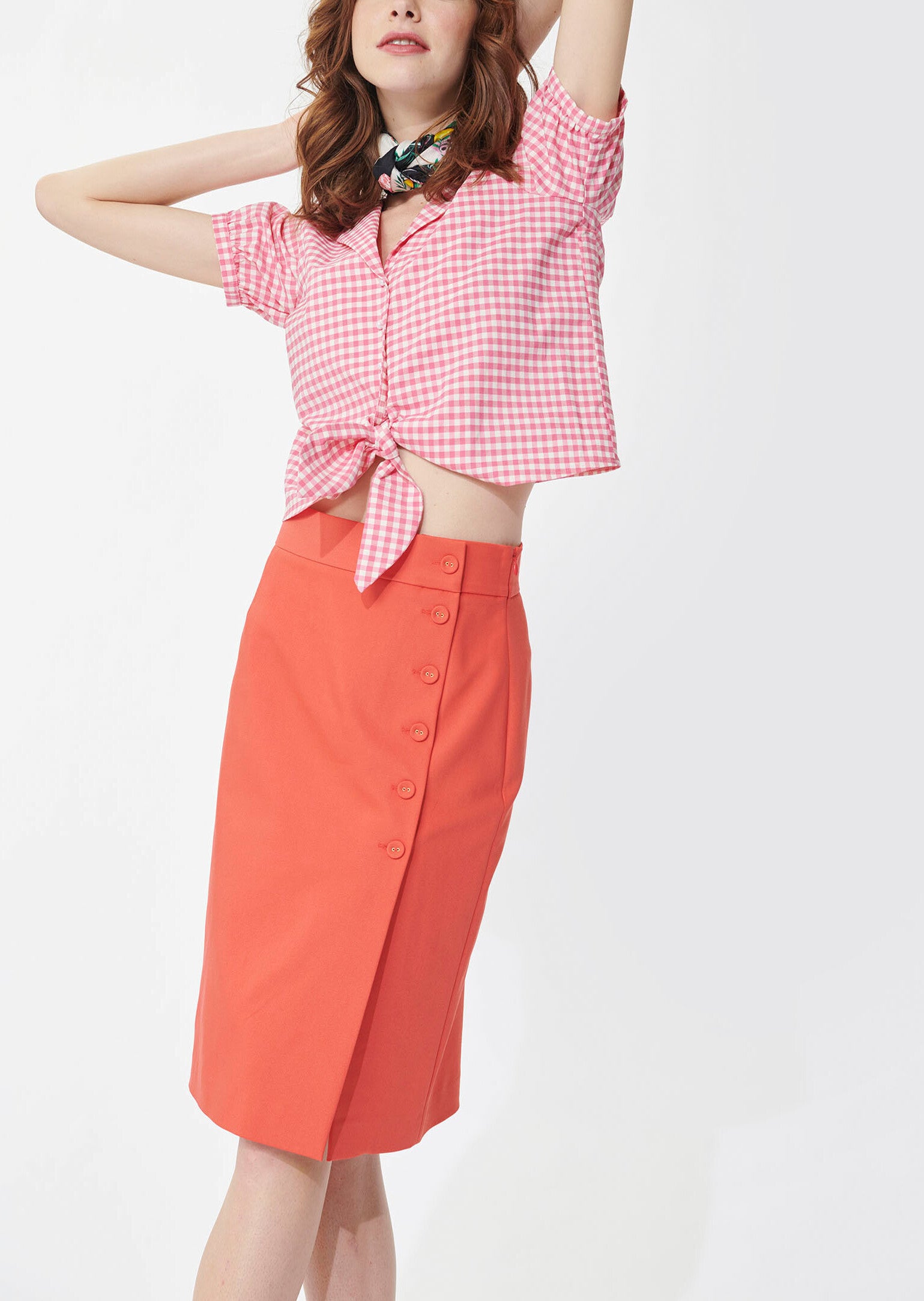 Top Toma rose en vichy de coton Faume - seconde main