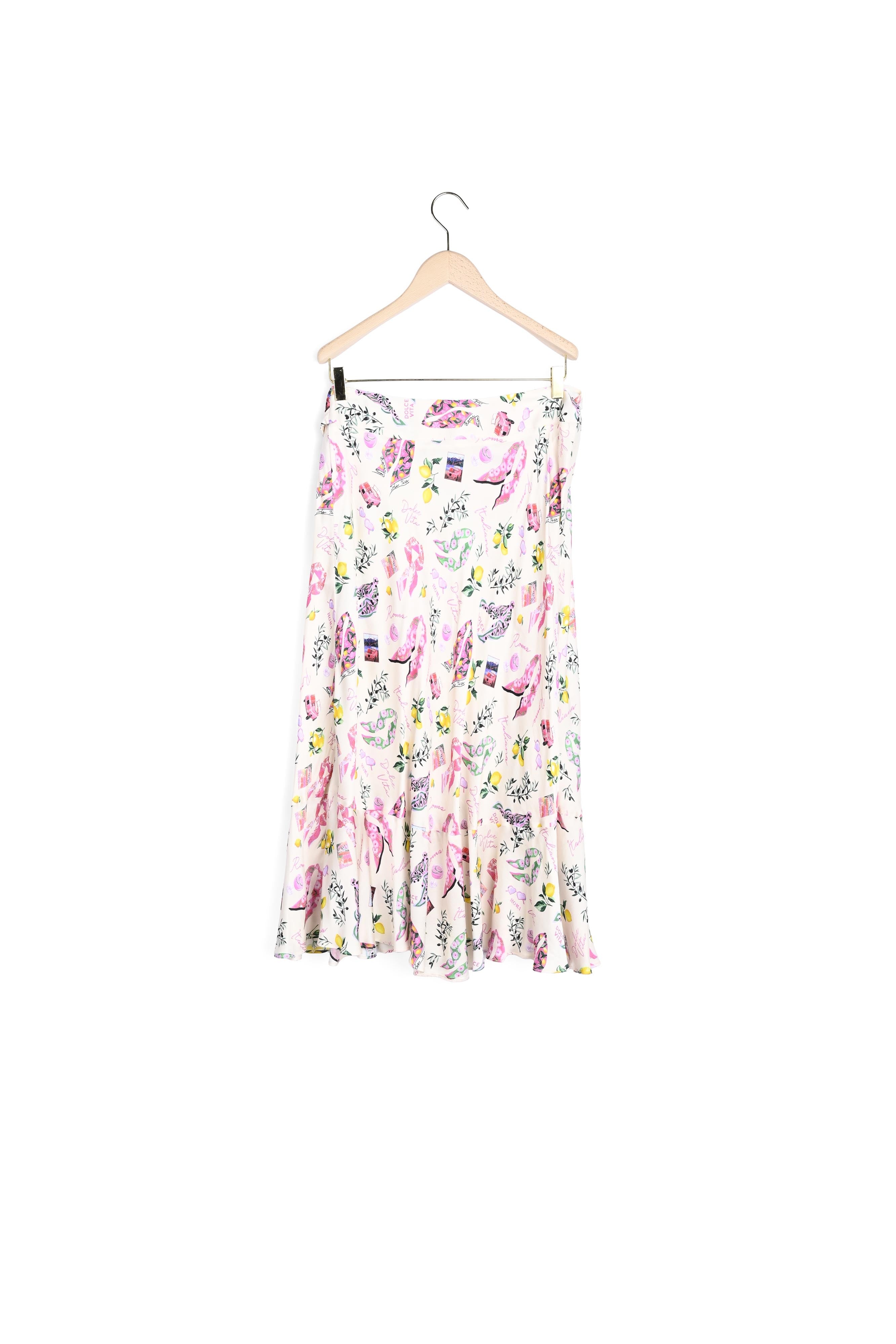 Jupe Jen écrue imprimé Dolce Roma en viscose satiné Faume - seconde main