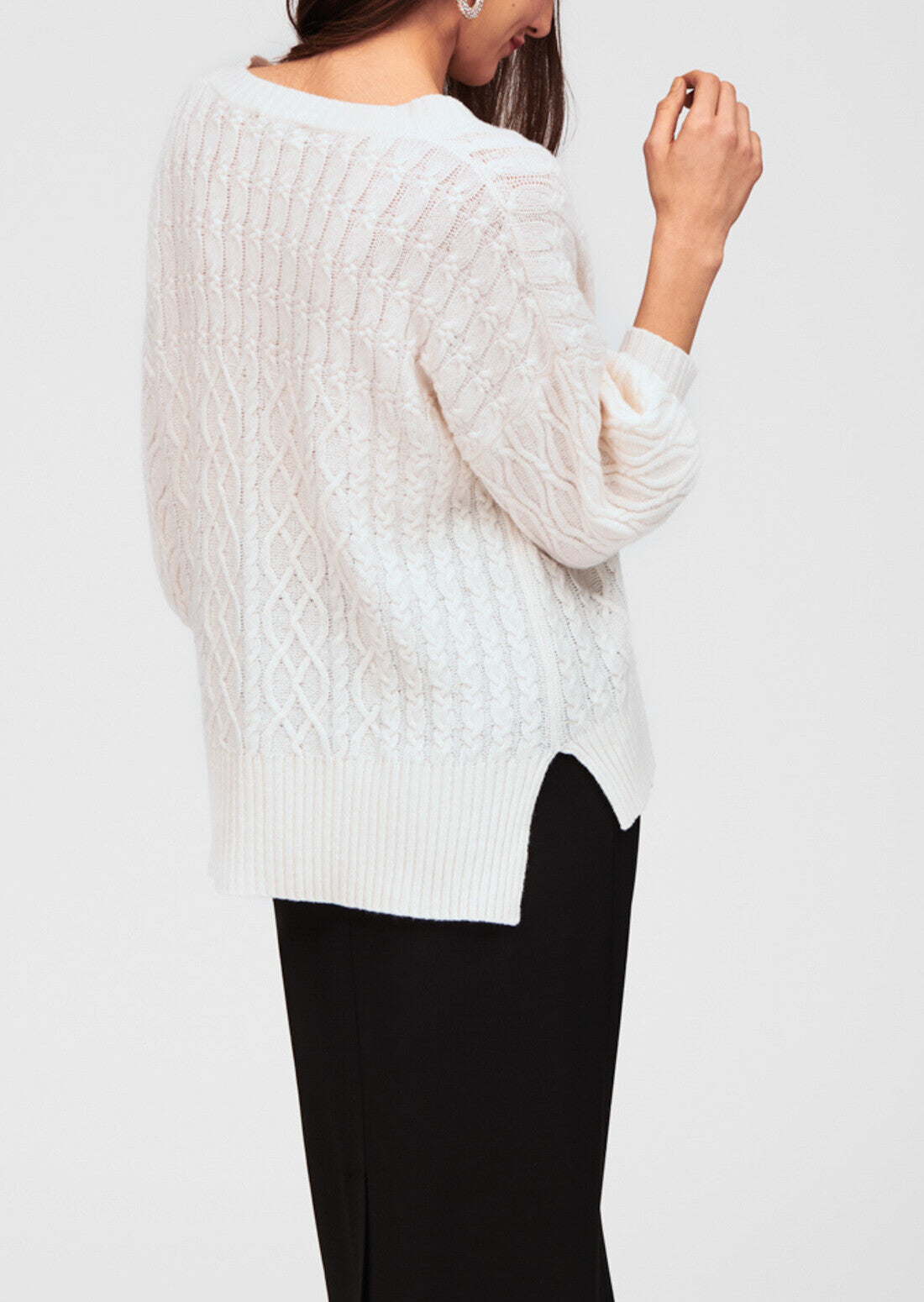 Pull blanc en maille torsadée Faume - seconde main