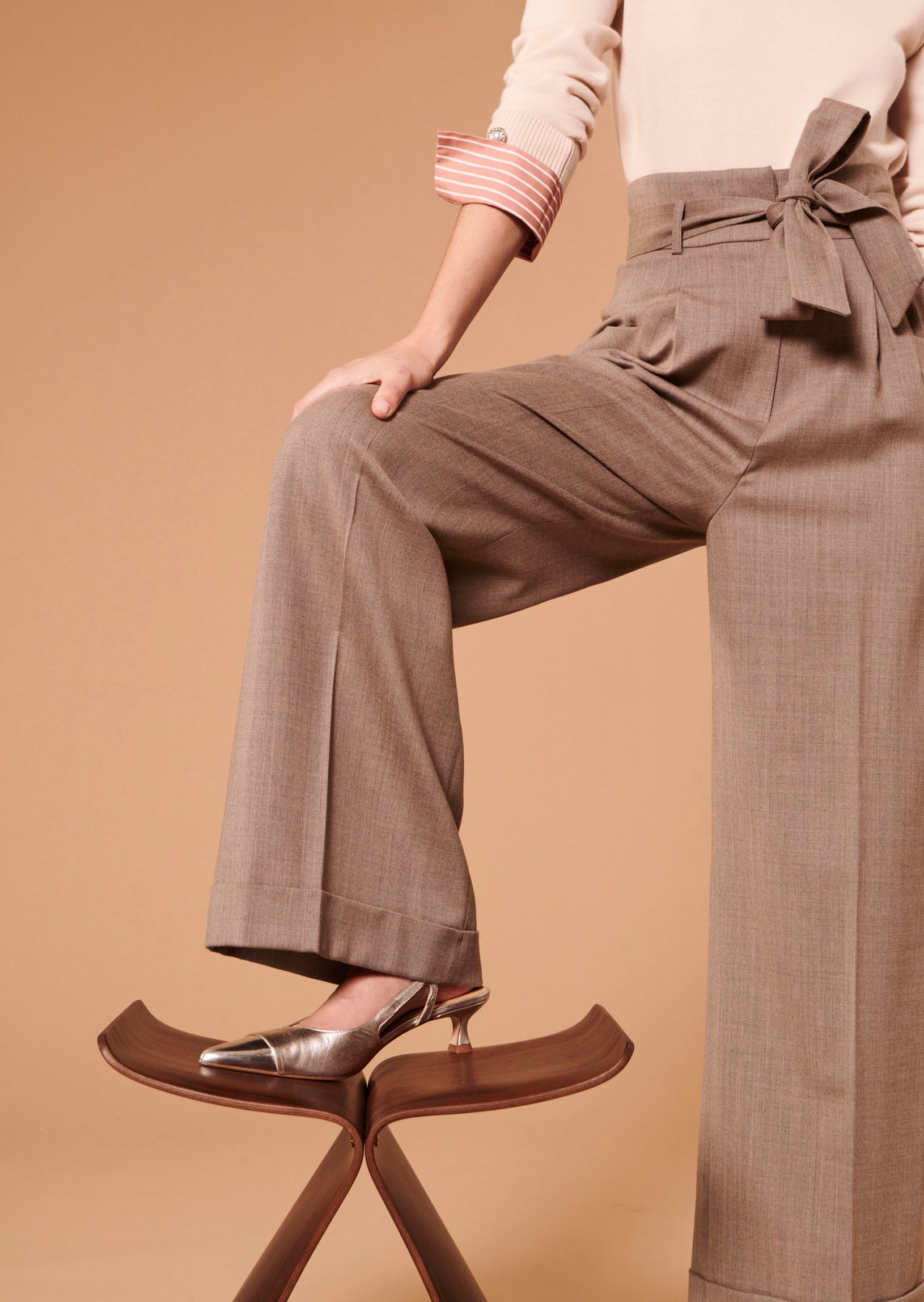 Pantalon Pyla beige en flanelle Faume - seconde main