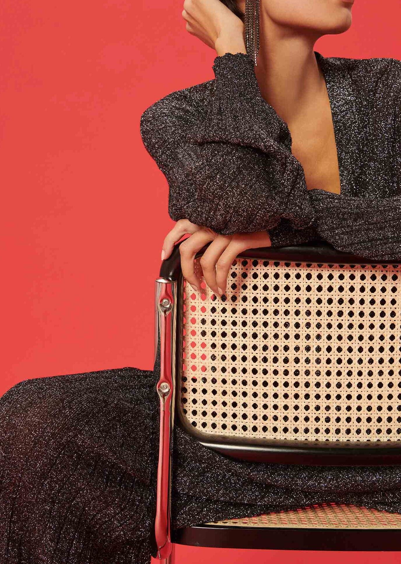 Gilet Galatee noir en maille fine lurex Faume - seconde main