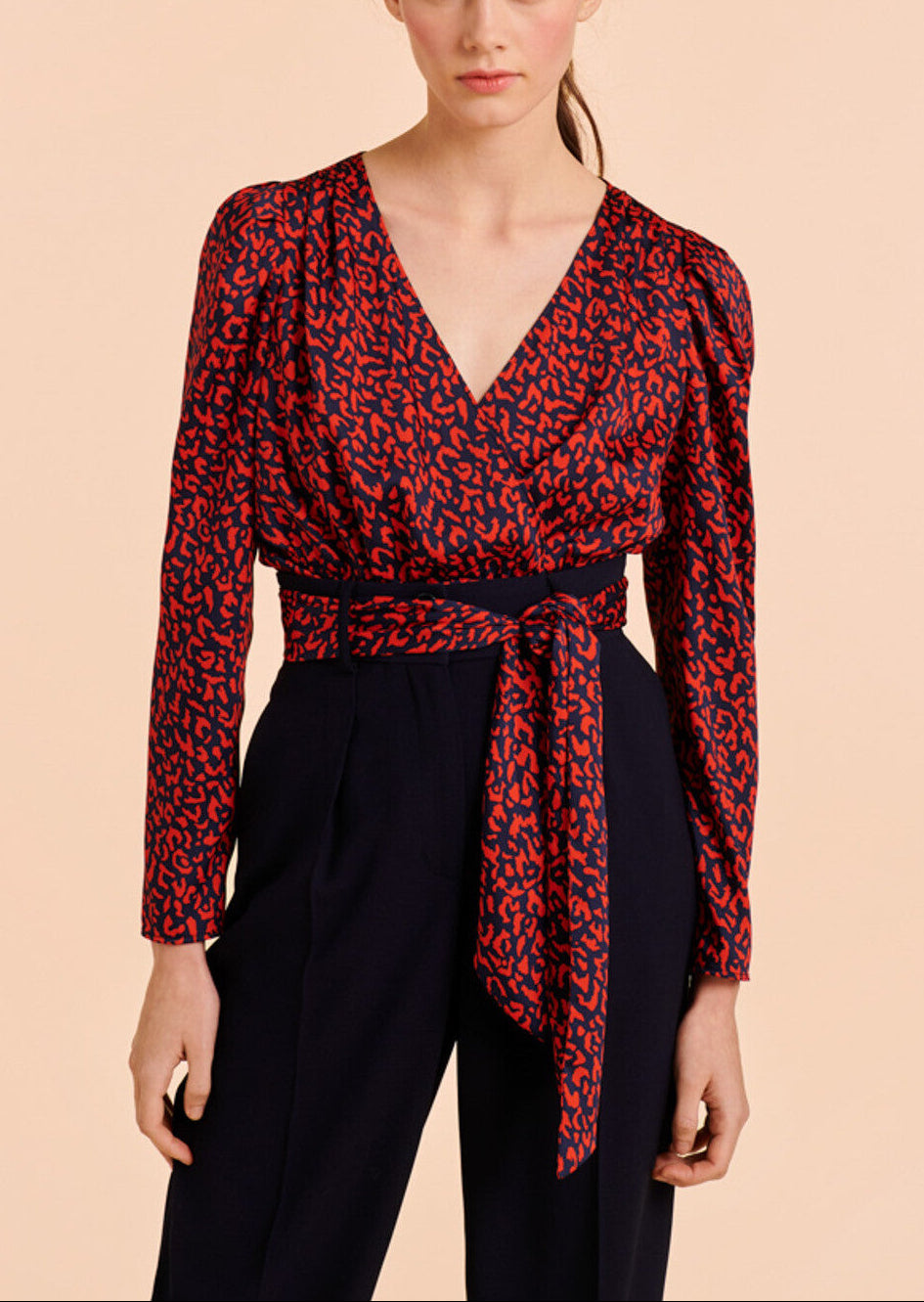 Top Tanais bleu nuit imprimé animal en twill Faume - seconde main