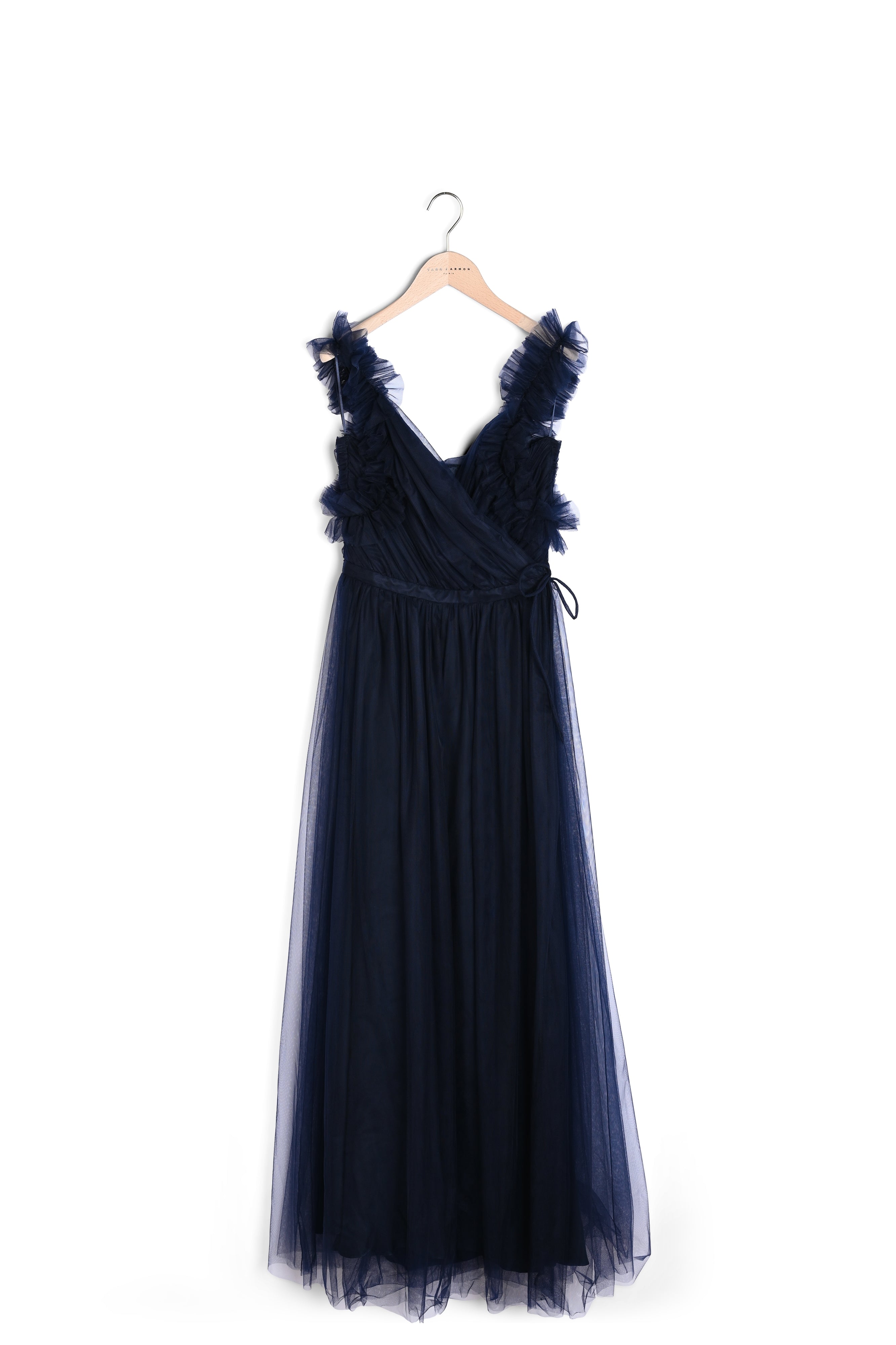 Robe longue en tulle bleu nuit Faume - seconde main