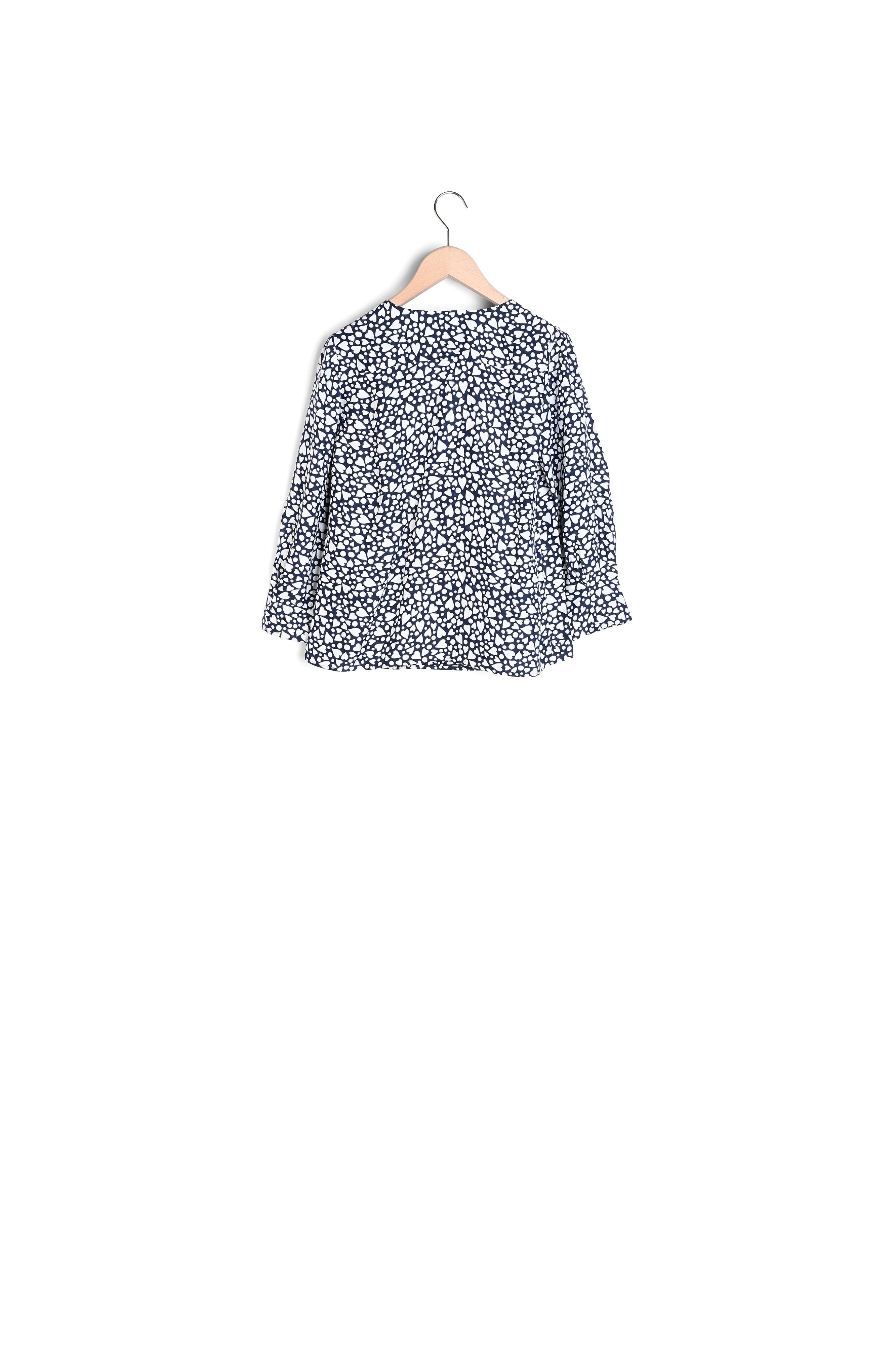 Blouse Thyfene bleu nuit imprimé pois et coeurs Faume - seconde main
