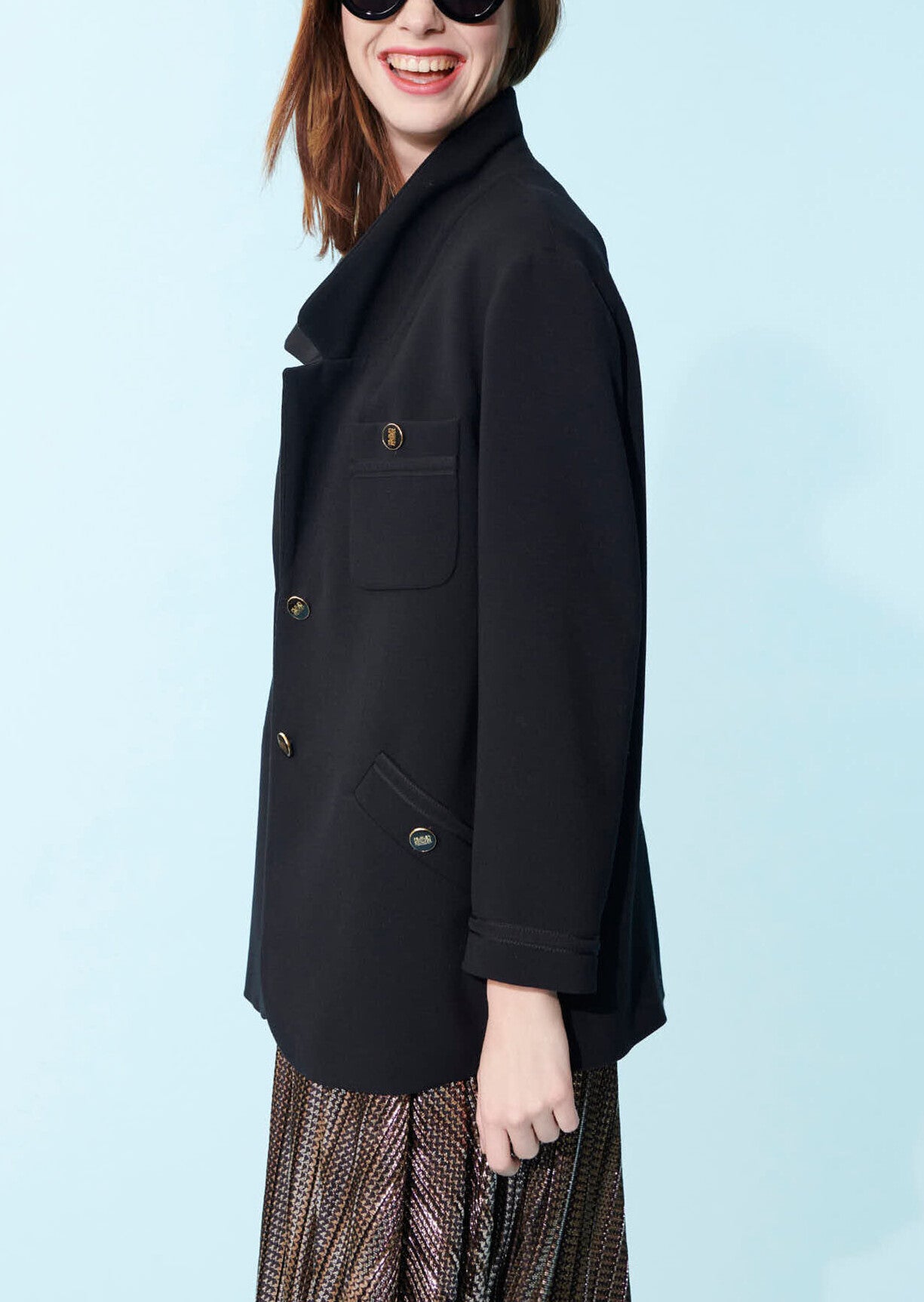 Veste Vick de tailleur noire en crêpe Faume - seconde main