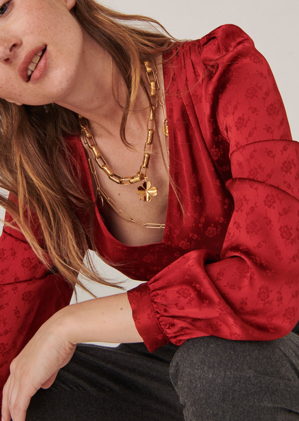 Blouse Trivia flamme en jacquard viscose petites fleurs Faume - seconde main