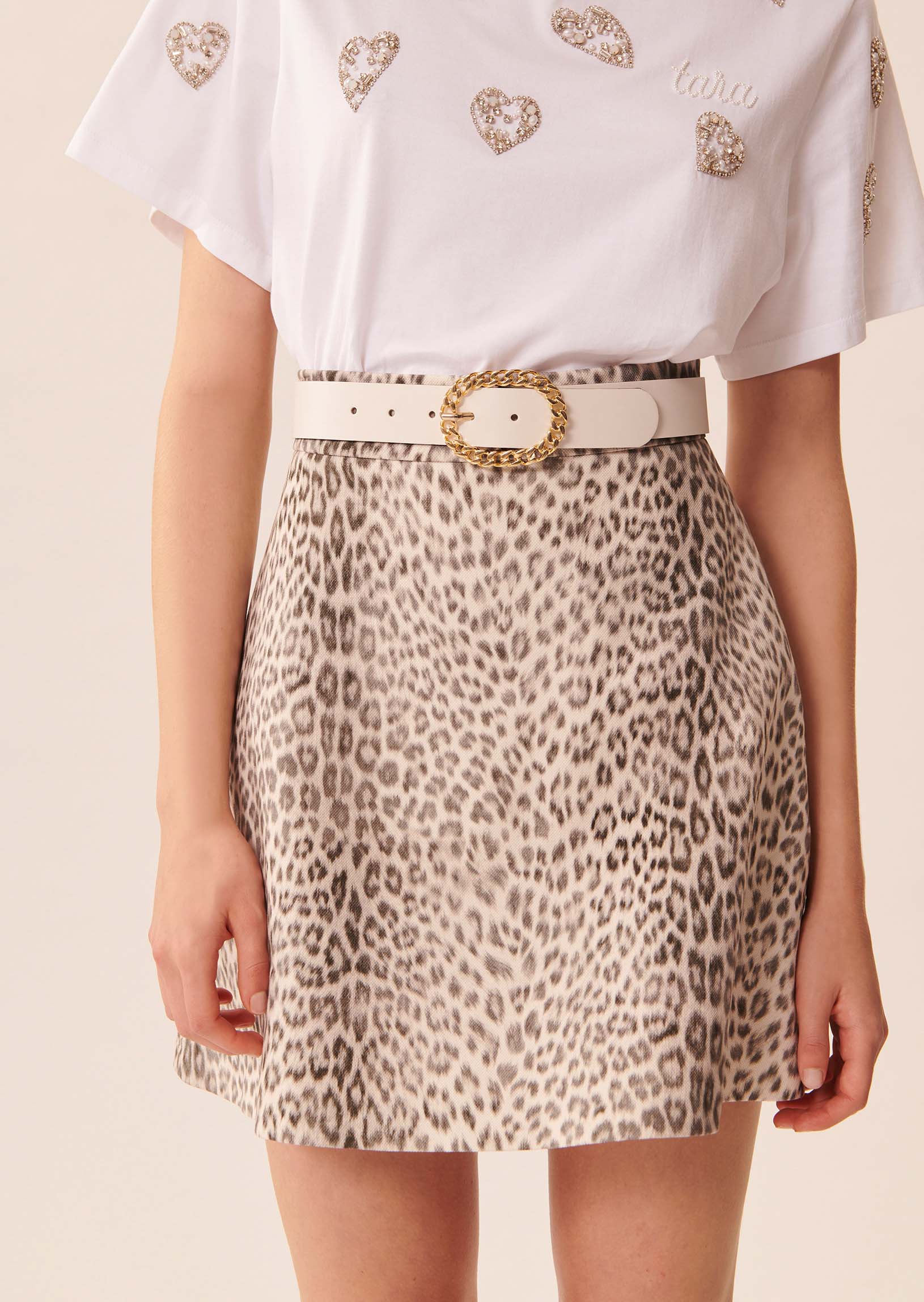 Jupe Jolly écrue imprimé léopard en coton Faume - seconde main