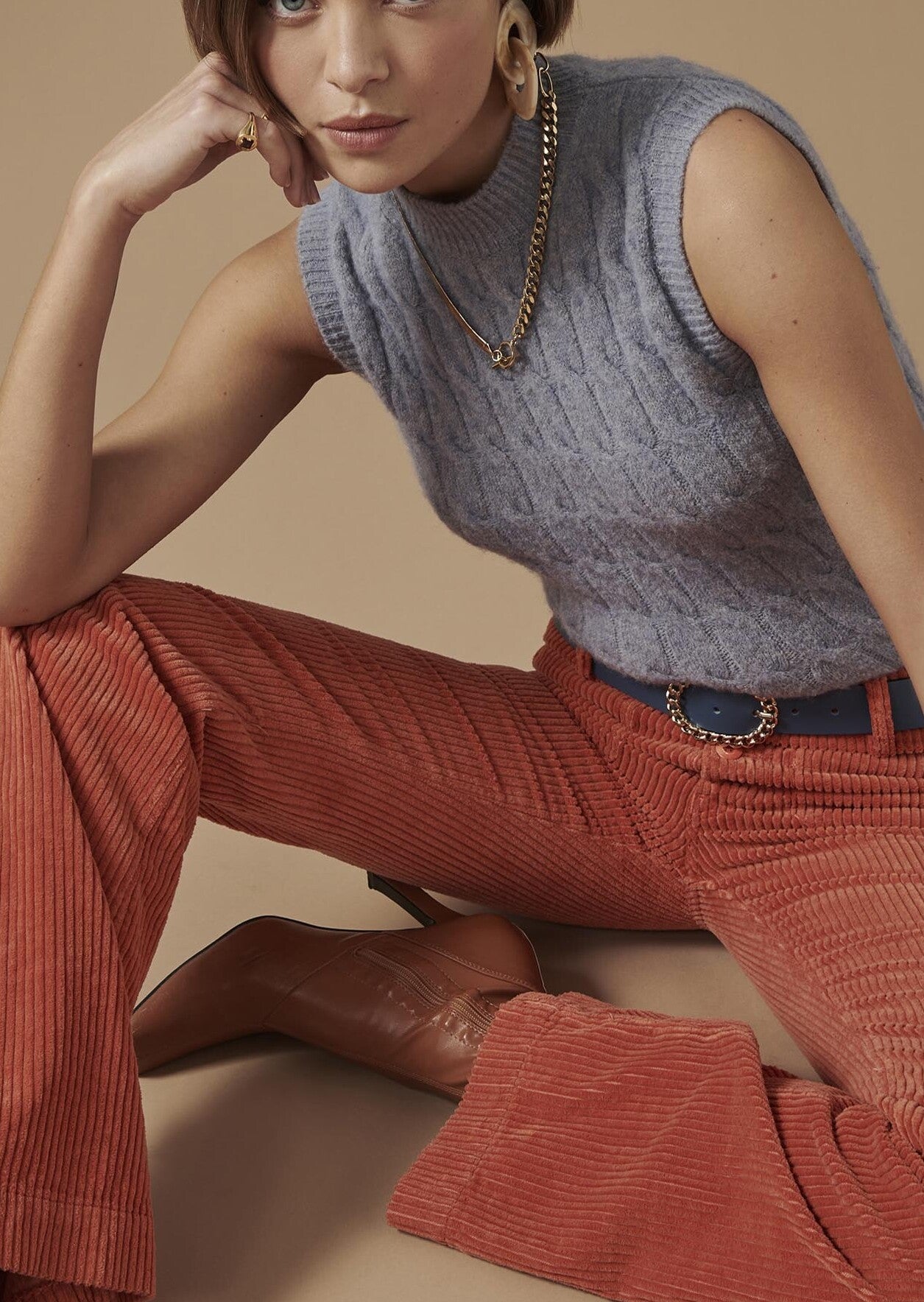 Jean Jayel bleu en velours côtelé Faume - seconde main