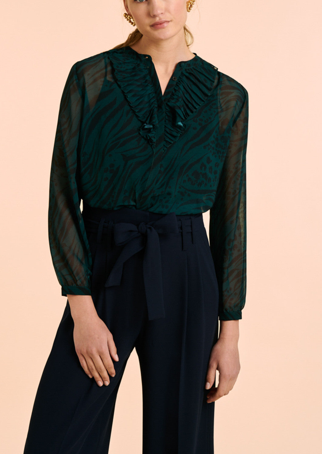 Chemise Tissia vert imprimé animal Faume - seconde main