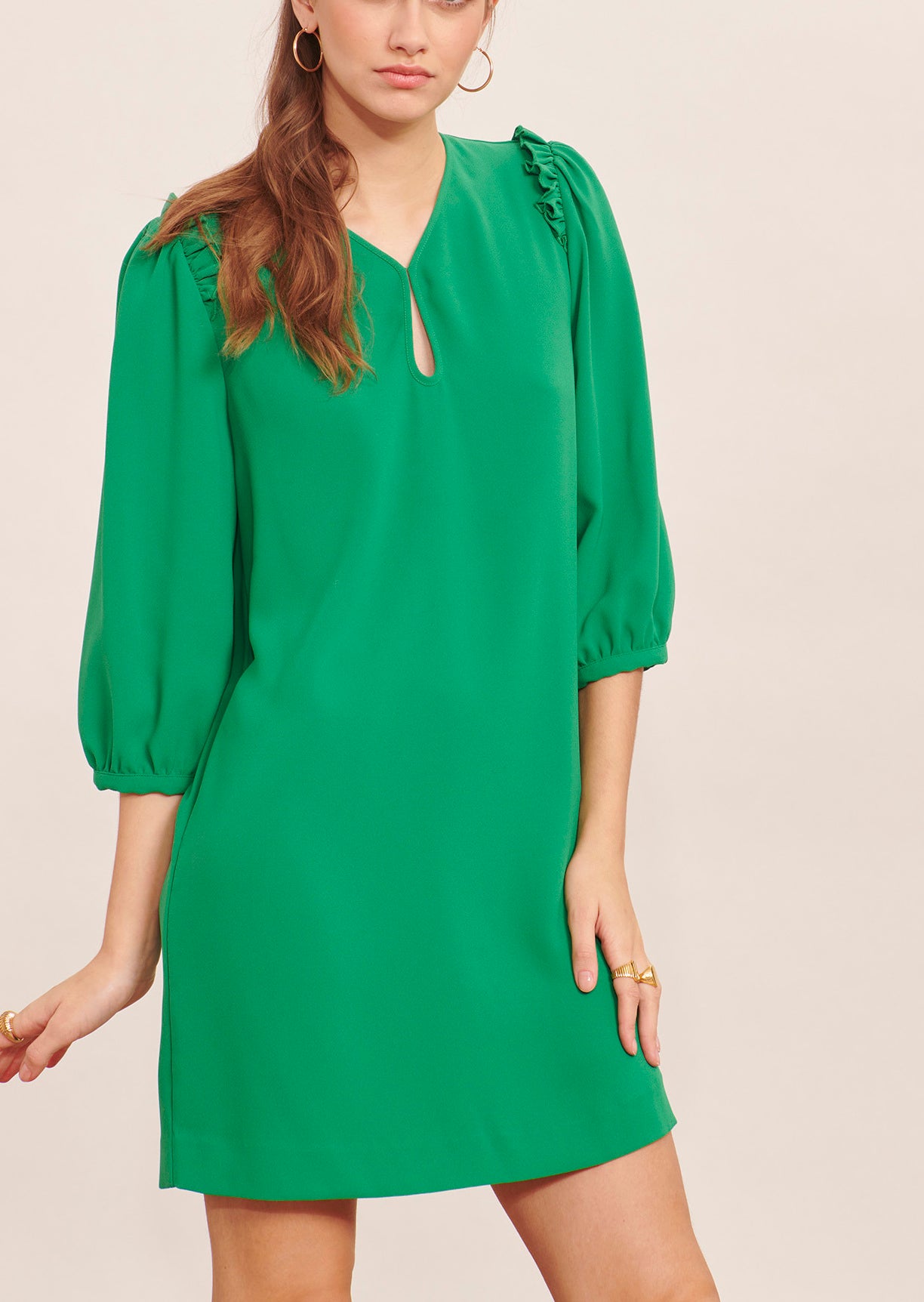 Robe Ruffa verte en crêpe Faume - seconde main