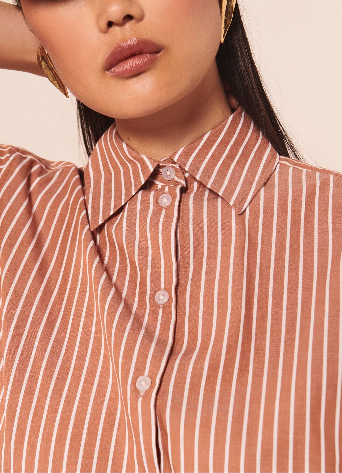 Chemise Carrie rose en popeline à rayures Faume - seconde main