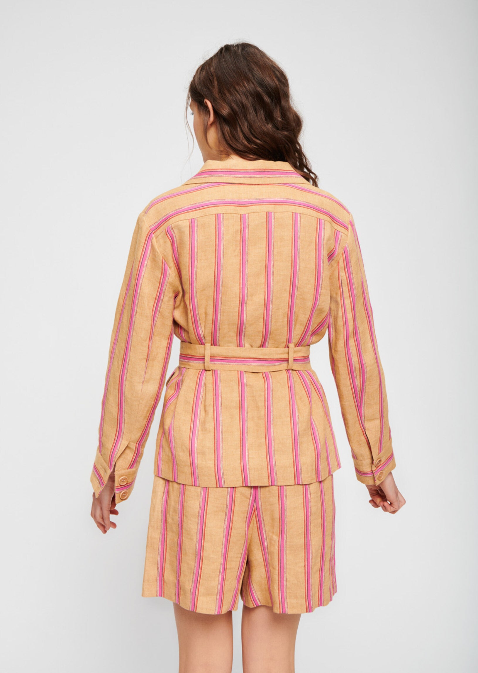 Veste en lin à rayures roses Faume - seconde main
