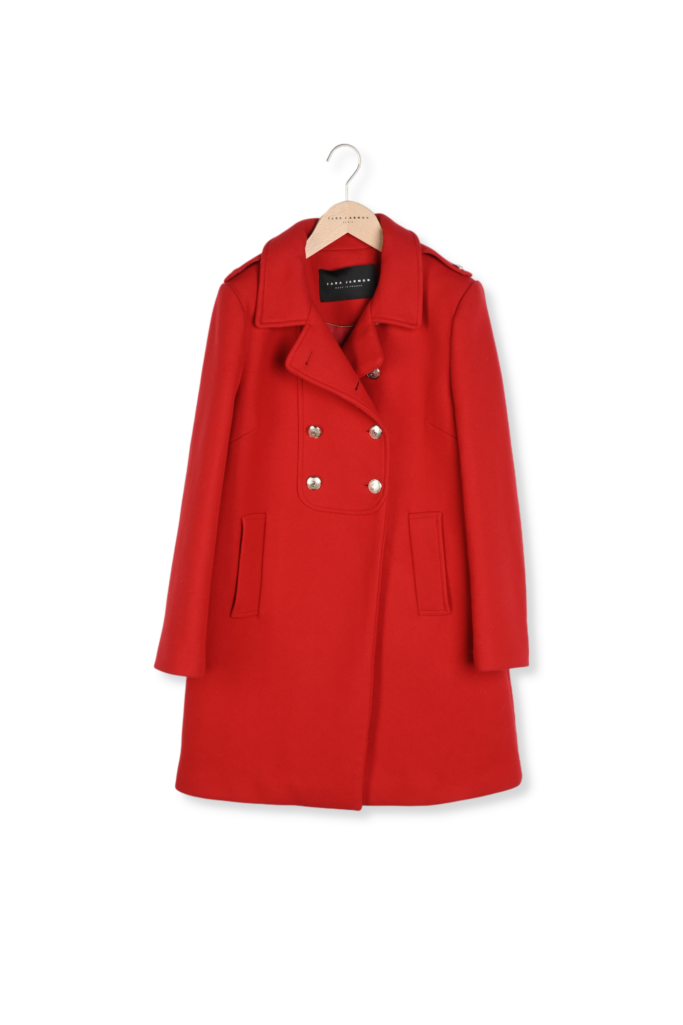 Manteau Mure rouge en drap de laine Faume - seconde main