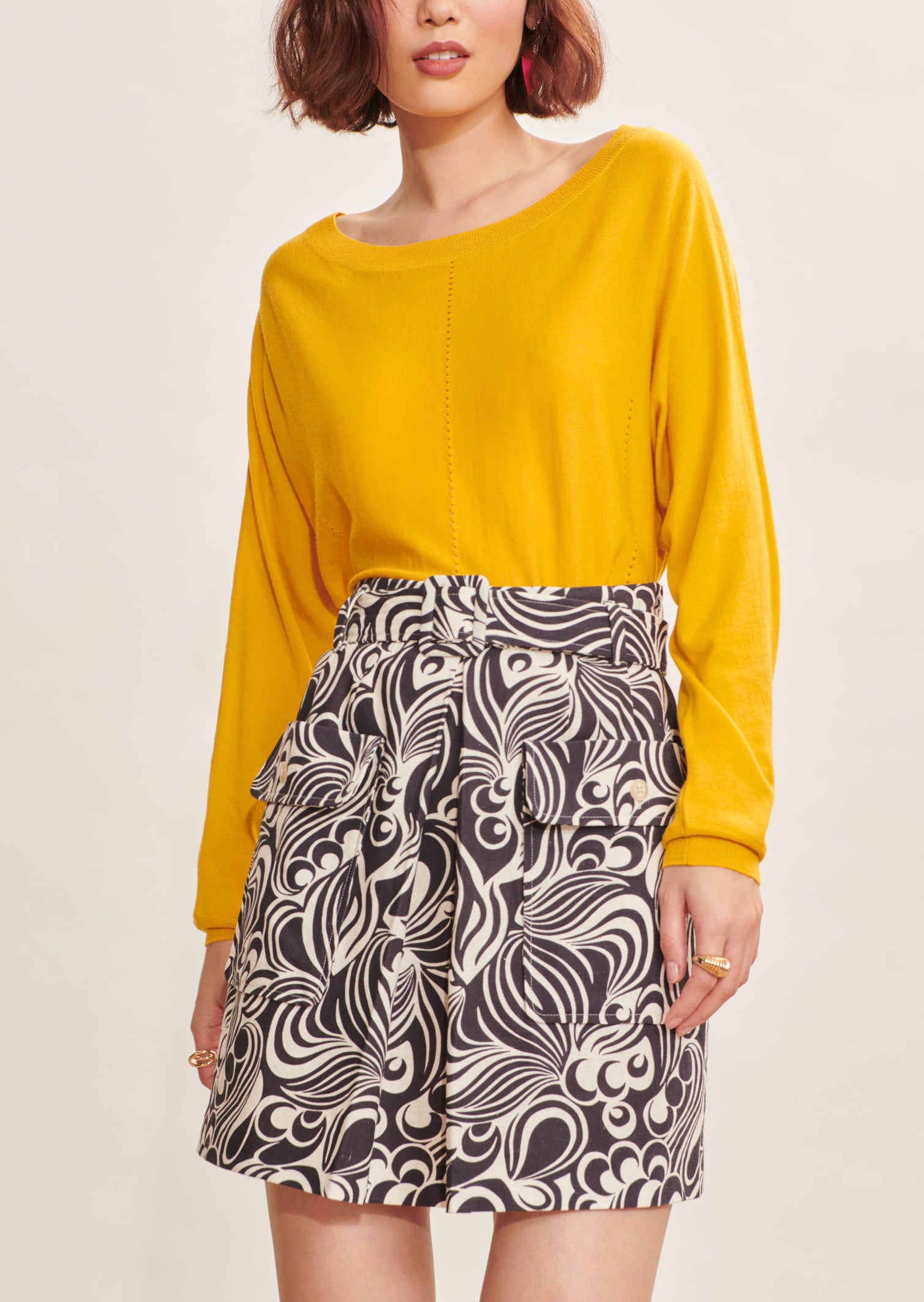 Pull Penelope jaune en merinos extrafin Faume - seconde main