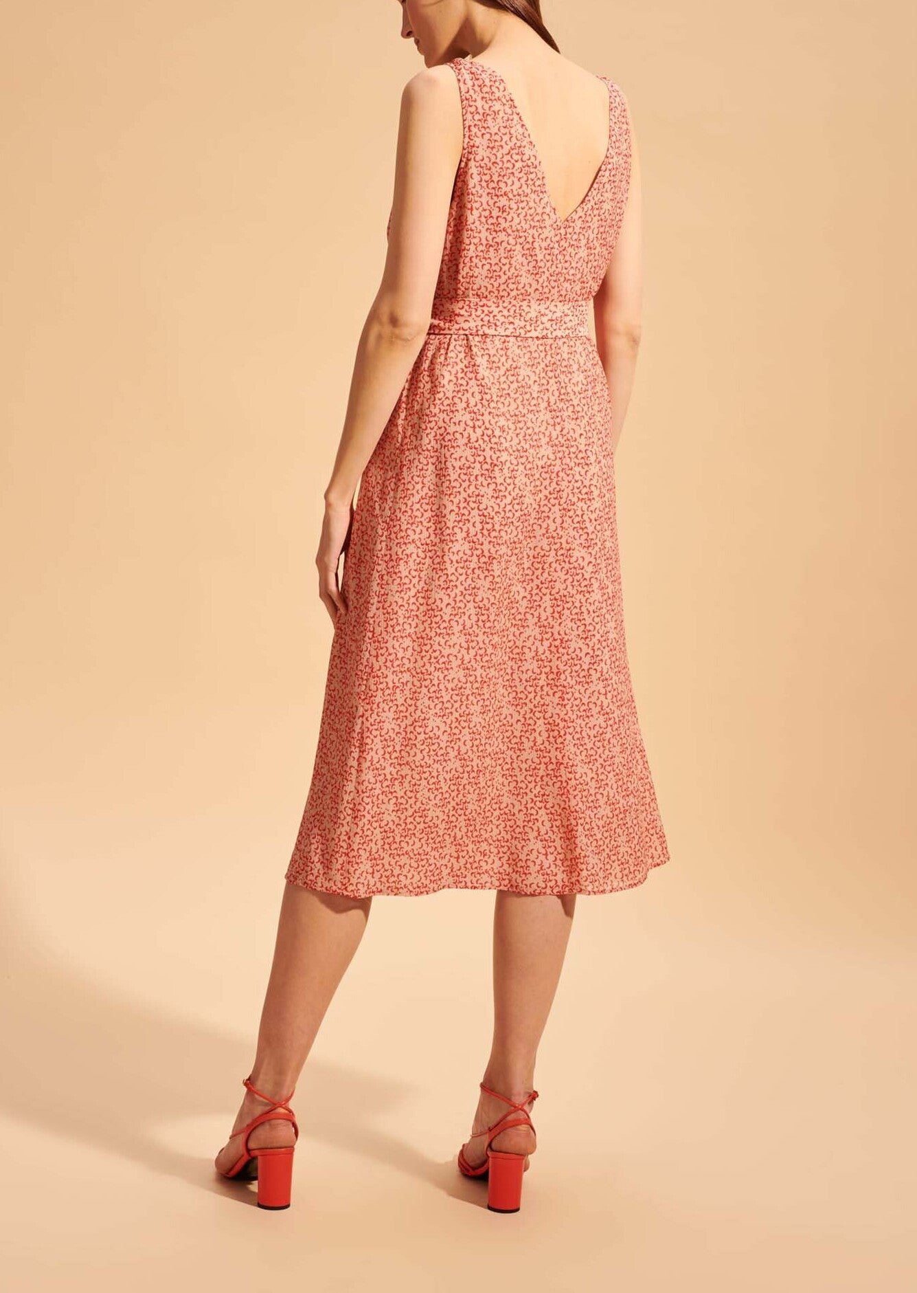 Robe champagne Raiha imprimé lunes rouges Faume - seconde main