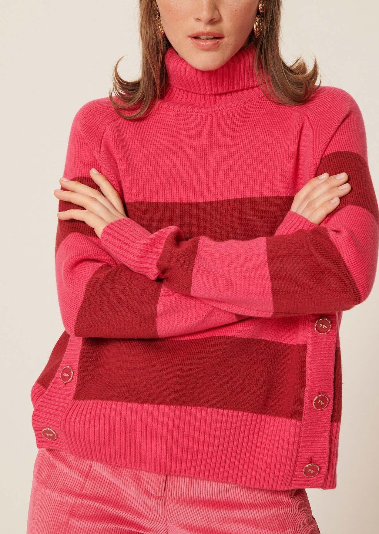 Pull Prague rose en laine Faume - seconde main