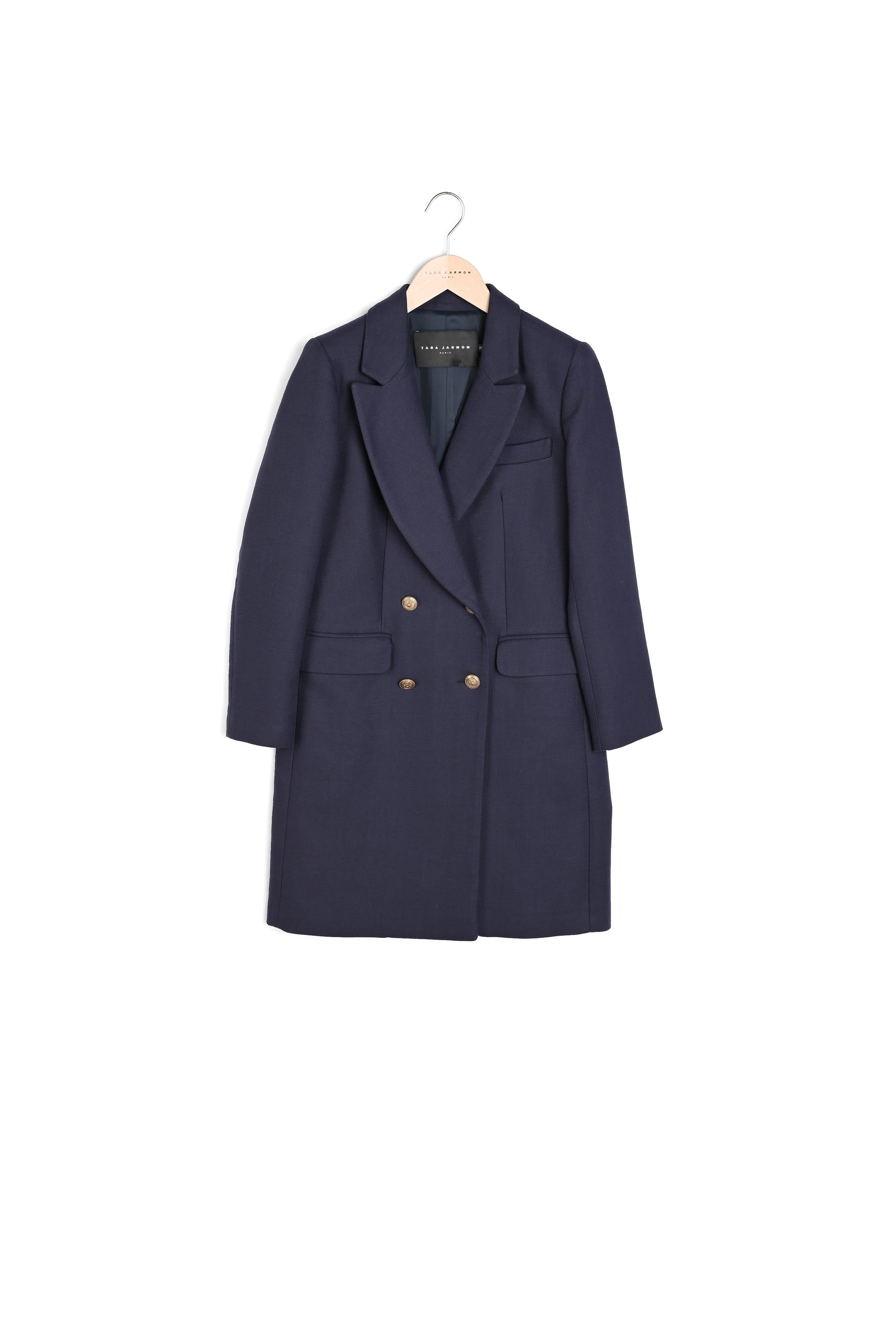Manteau mi-long bleu nuit Faume - seconde main