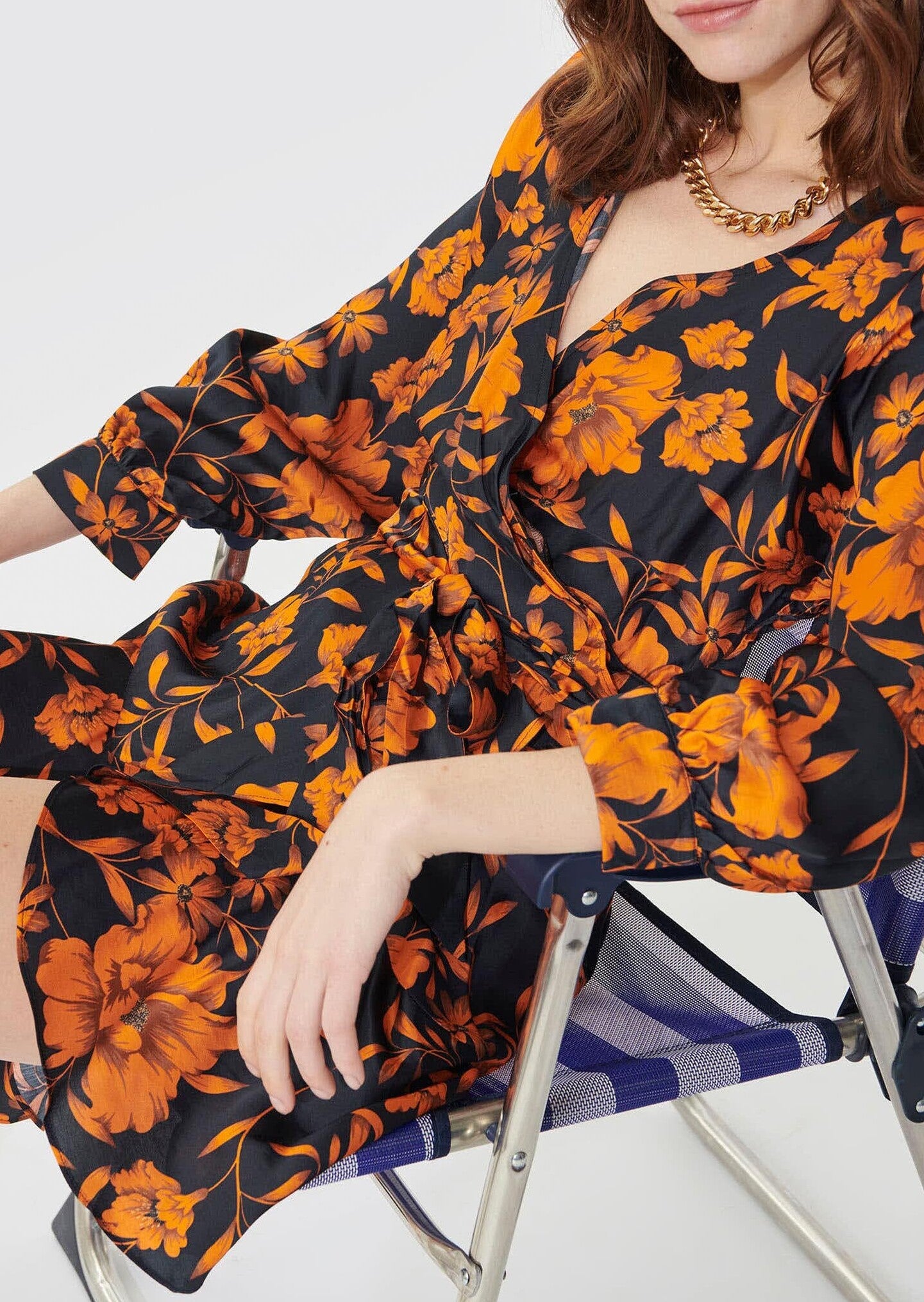 Robe Roza bleu nuit imprimé fleurs d'Hawaï Faume - seconde main