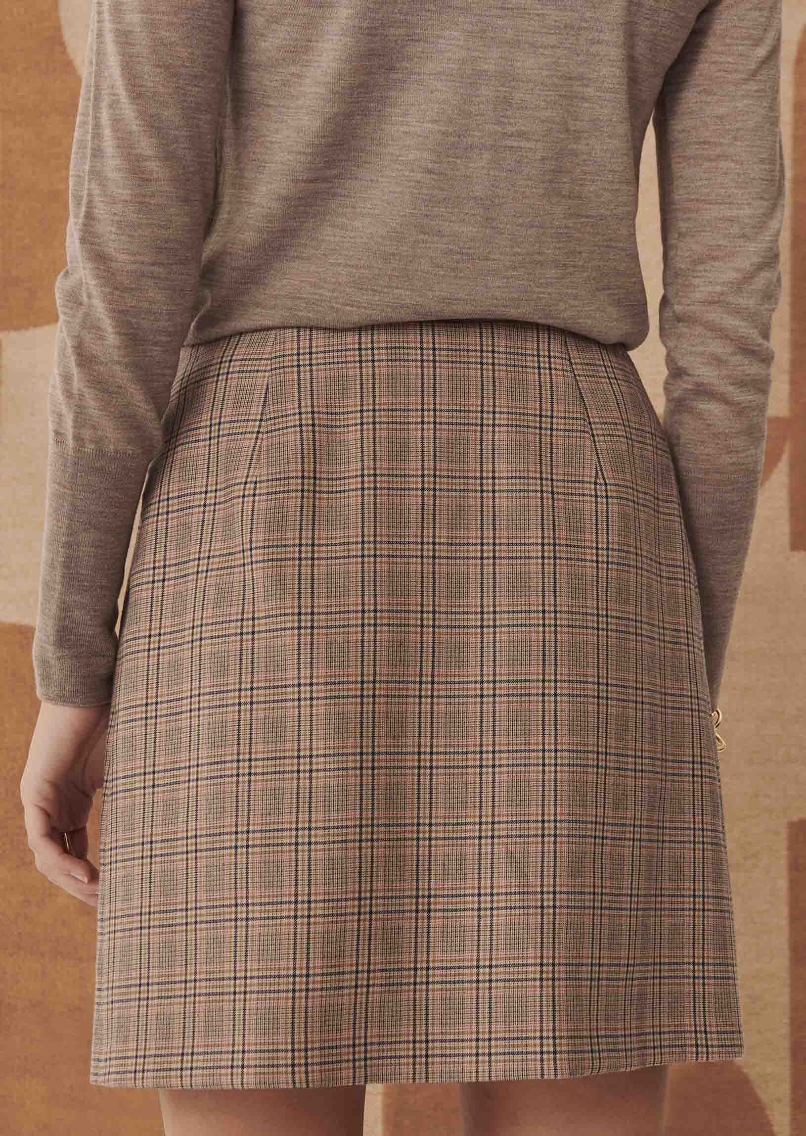 Jupe Jaana marron imprimé Prince de Galles Faume - seconde main